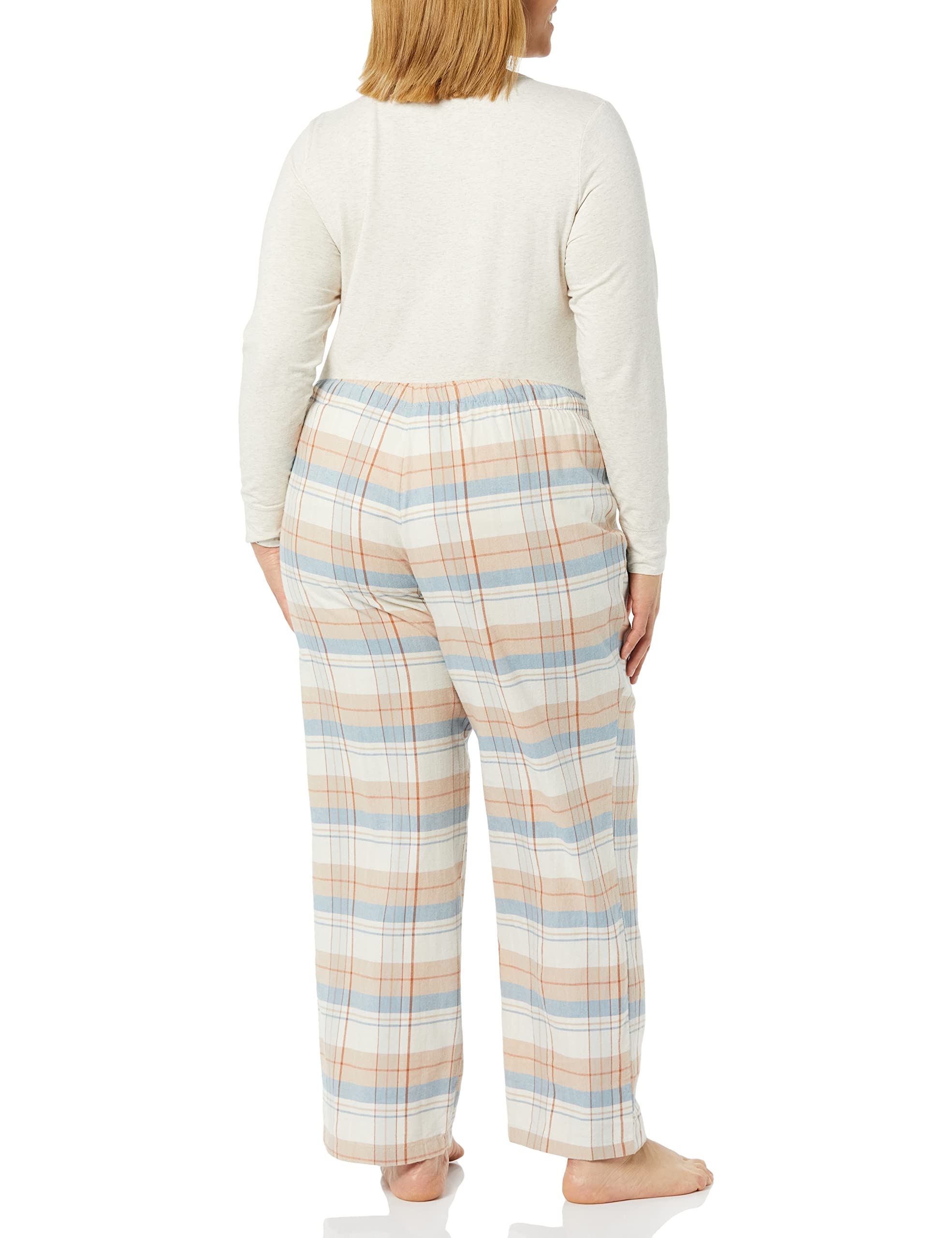 Amazon Essentials Women's Lightweight Flannel Pajama Pant and Long-Sleeve T-Shirt Sleep Set