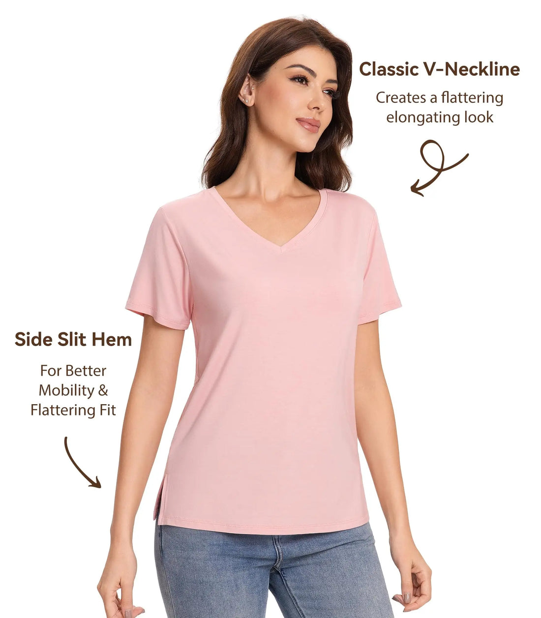 Pajama Tops for Women Viscose from Bamboo T-Shirt Short Sleeve Tee Soft V Neck Shirt Cooling Pjs Sleepwear S-XXL