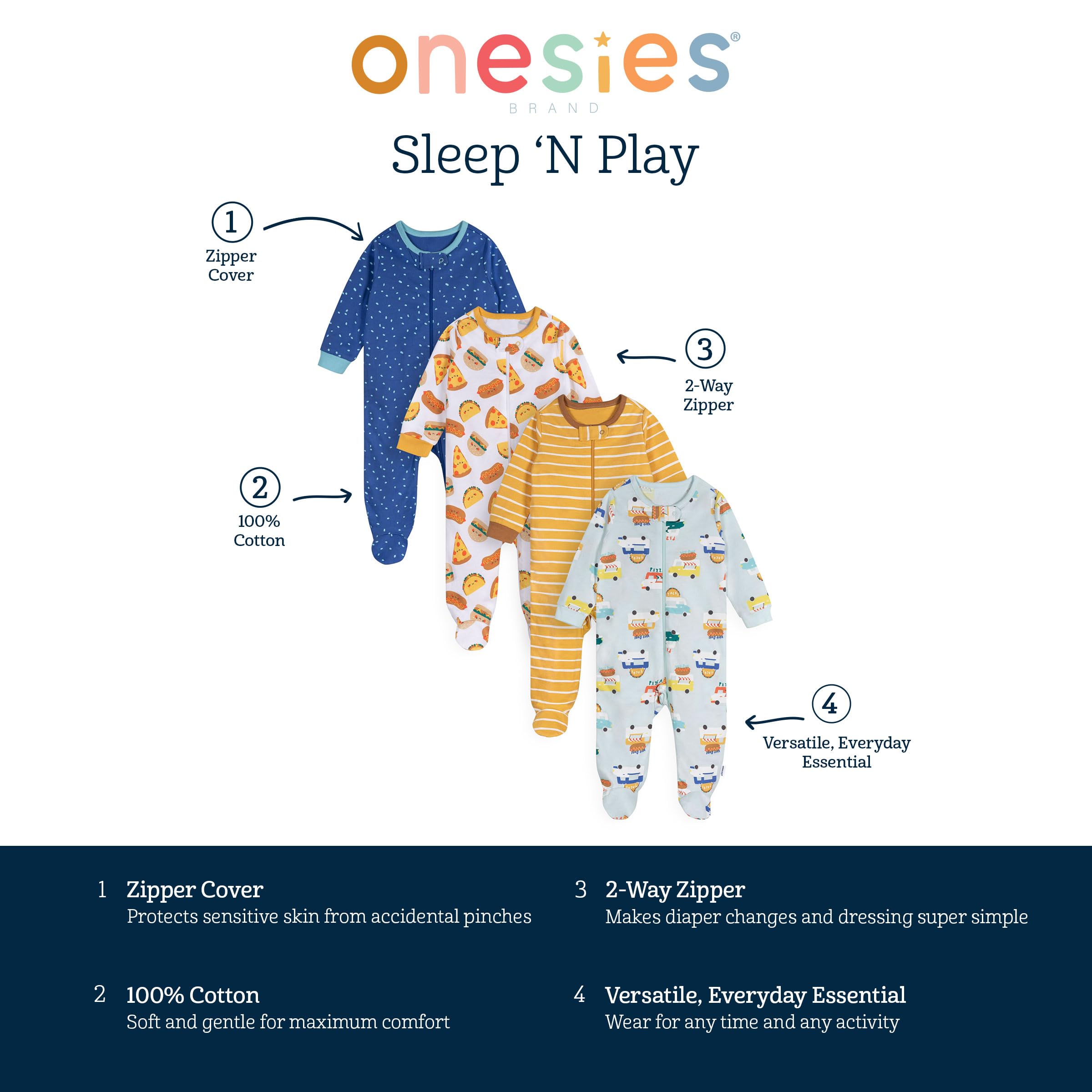 Onesies Brand Baby Boys 4-Pack Sleep 'N Play Footies