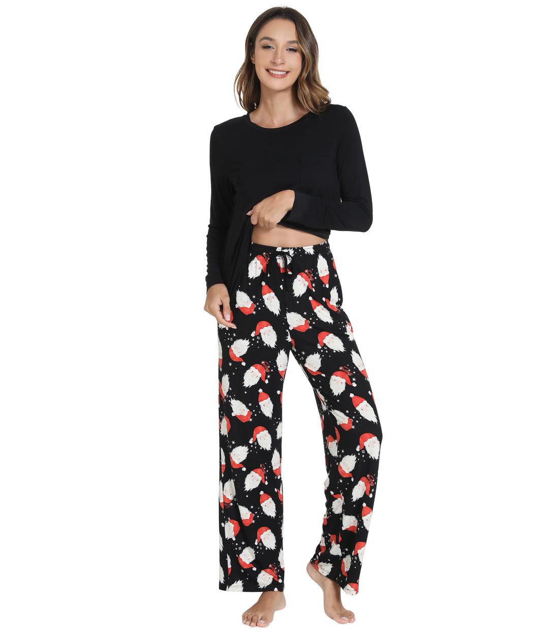 WiWi Bamboo Viscose Pajama Set for Women Super Soft Long Sleeve Top with Pants Loungewear Cooling 2 Piece Pjs Sets S-XXL