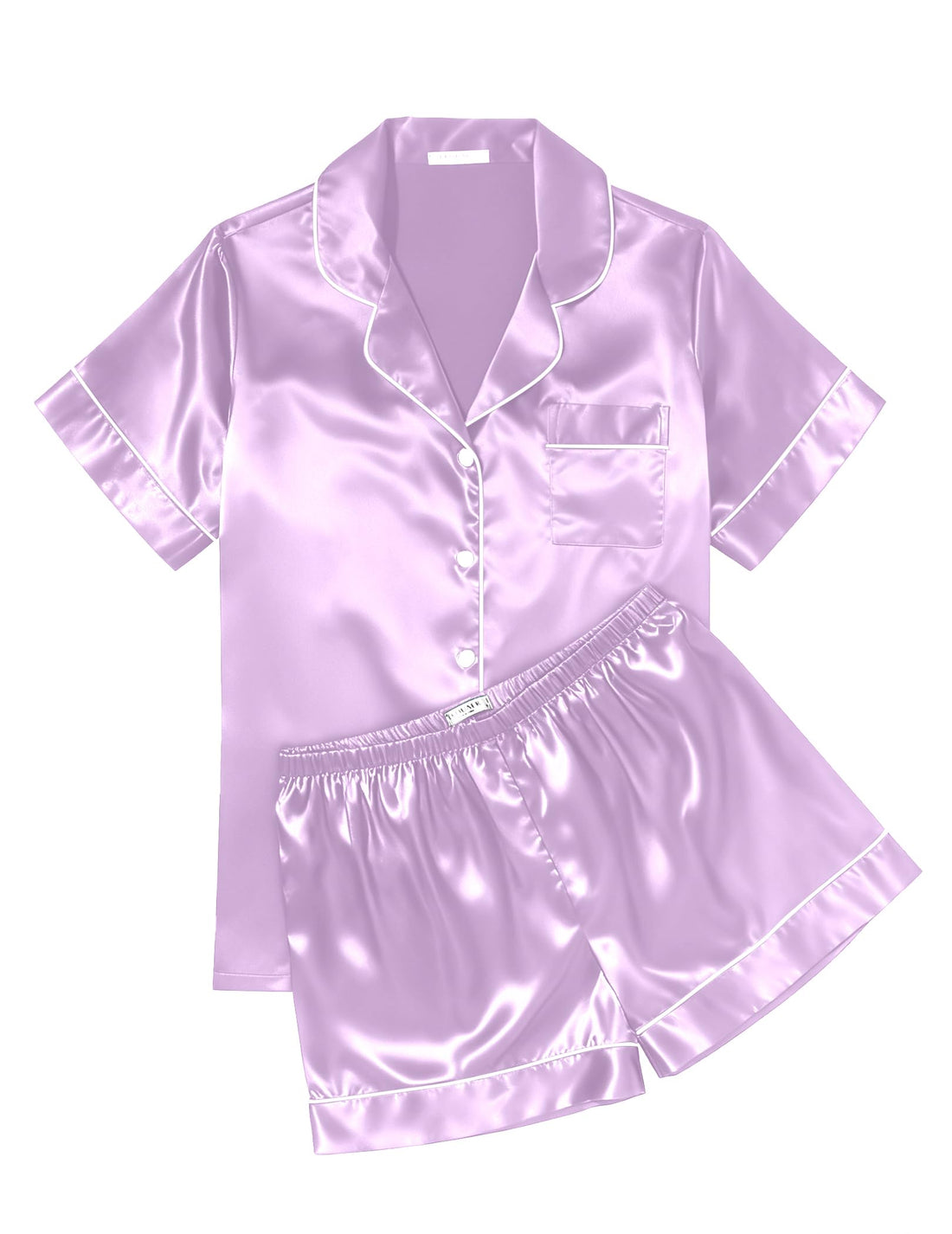 Ekouaer Womens Silk Satin Pajama Sets Soft Short Sleeve Button Down Sleepwear Top and Shorts 2 Piece Pjs Lounge Set