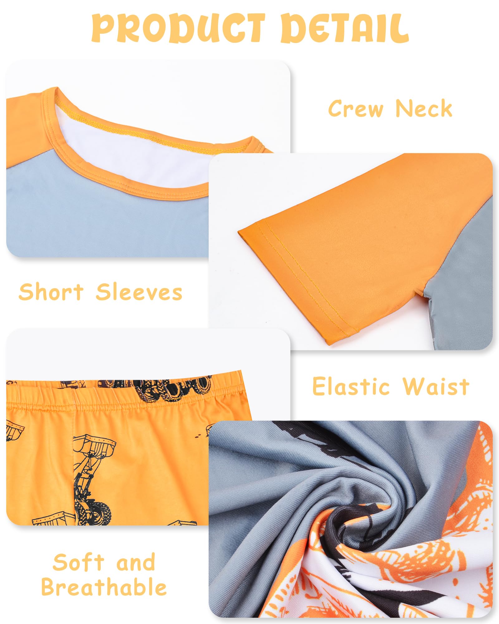 PASHOP Boys Pajamas Little Boys Summer Pajamas 2 Piece Short Sleeve Top and Shorts Sets Kids Pjs Sleepwears 3-10 Years