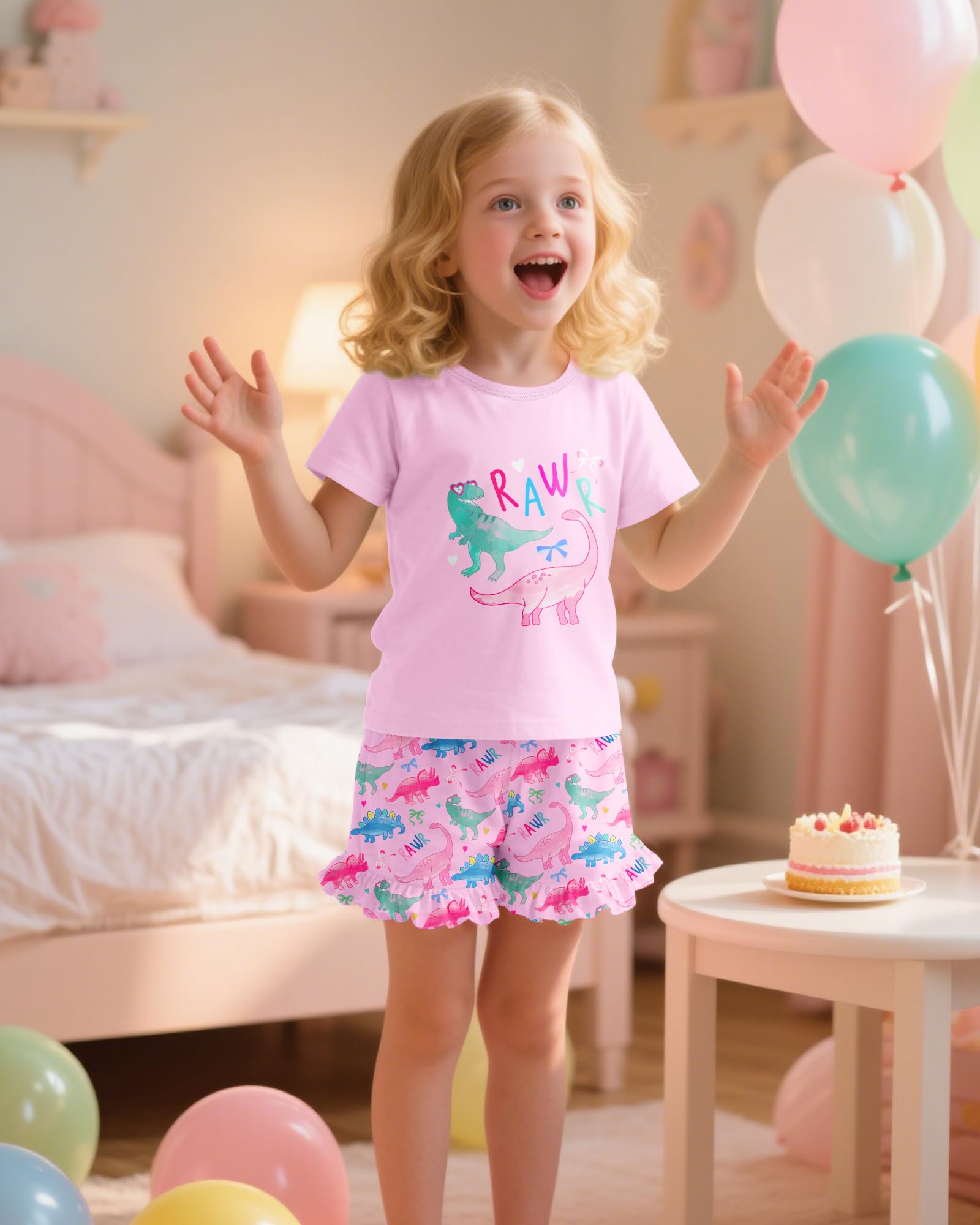 Sylfairy Girls Pajamas Summer Toddler Girl Pajamas Sets Short Sleeve Girls' Cute Sleepwear Pjs