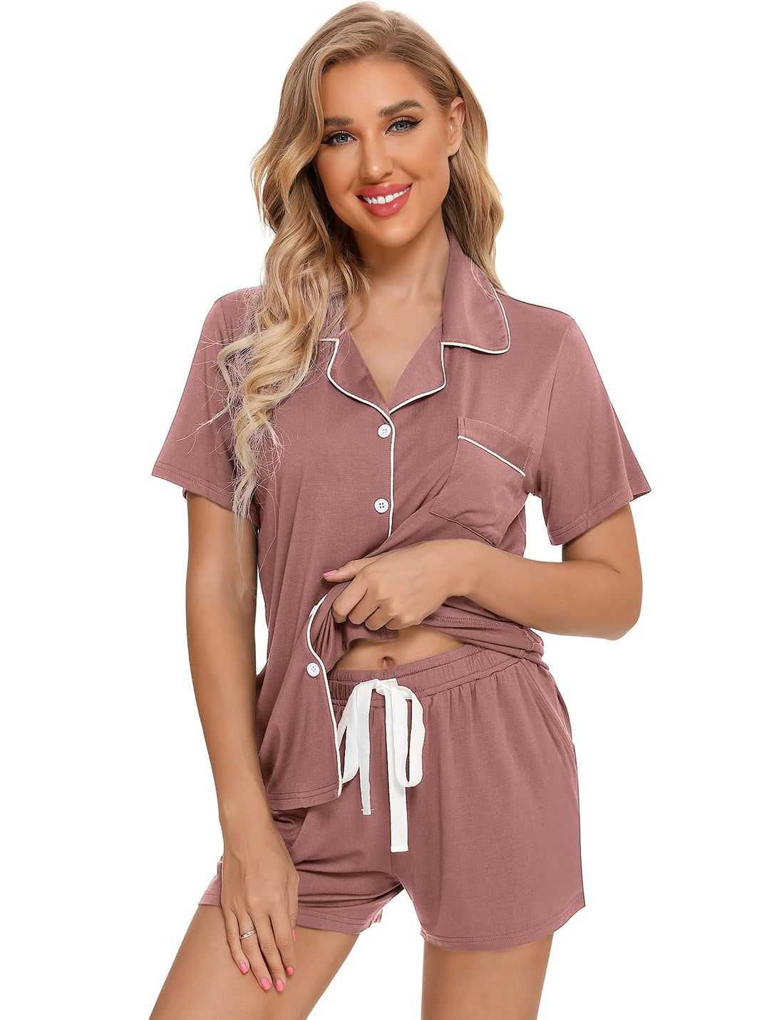 Leikar 2 Pack Button Up Pajama Set For Women Sleepwear Soft Pjs Bride Pajamas