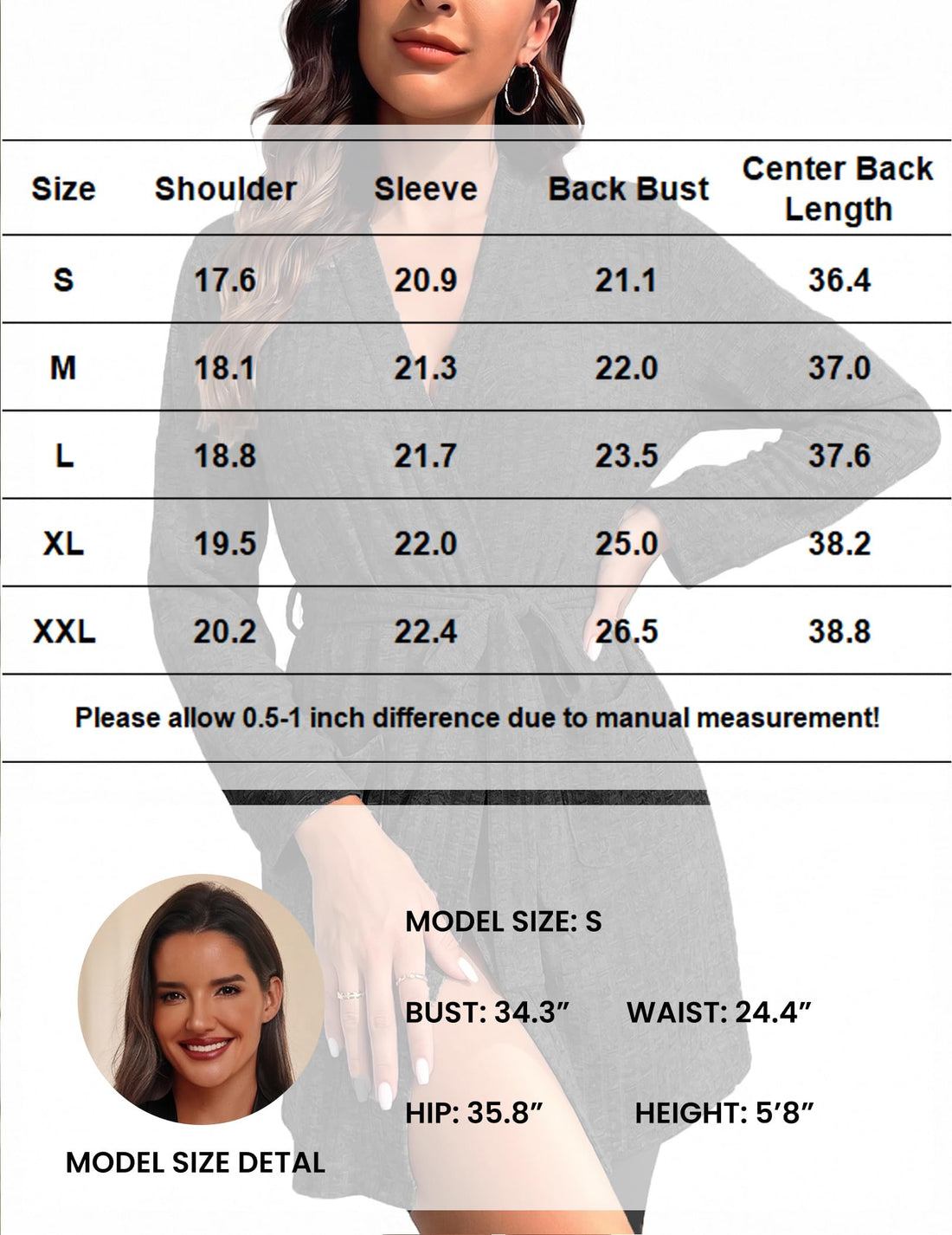 Ekouaer Women Robe Short Lightweight Bathrobe Ribbed Knit Soft Robes Long Sleeve Ladies Sleepwear with Pockets