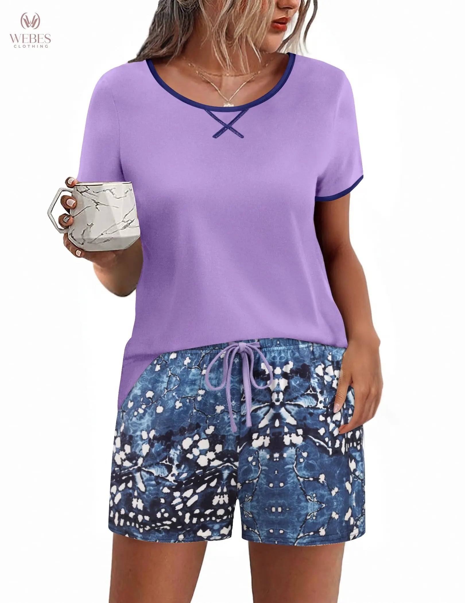 Ekouaer Women Pajama Set Casual Short Set