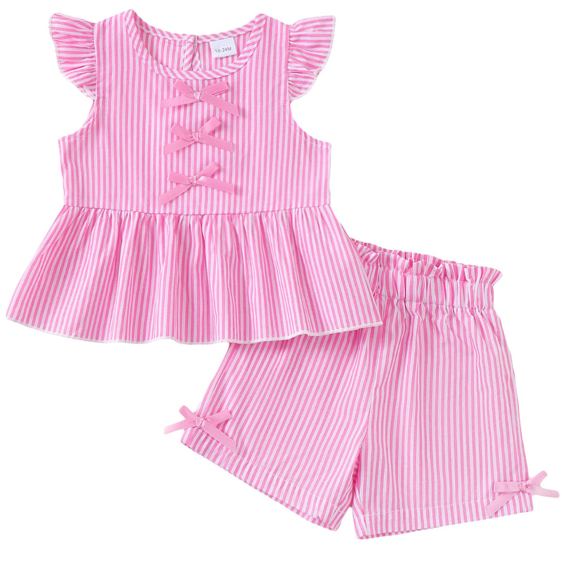 Jecson Toddler Baby Girl Summer Clothes Cotton Ruffled Sleeve Shirt Tops and Shorts Set Outfits 12Months-4T WEBE CLOTHING