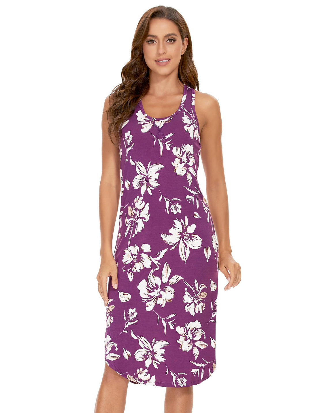 GYS Women's Bamboo Viscose Cooling Racerback Tank Nightgown | Moisture wicking, Breathable, Tagless, Sleeveless, Soft stretch, Racerback design, for hot flashes & summer sleep WEBE CLOTHING