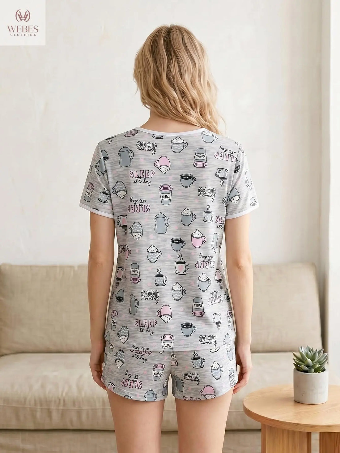 VENTELAN Women's 2 Piece Short Sleeve Pajama Sets Soft Loungewear Summer Sleepwear Pjs Sets with Pockets WEBE CLOTHING