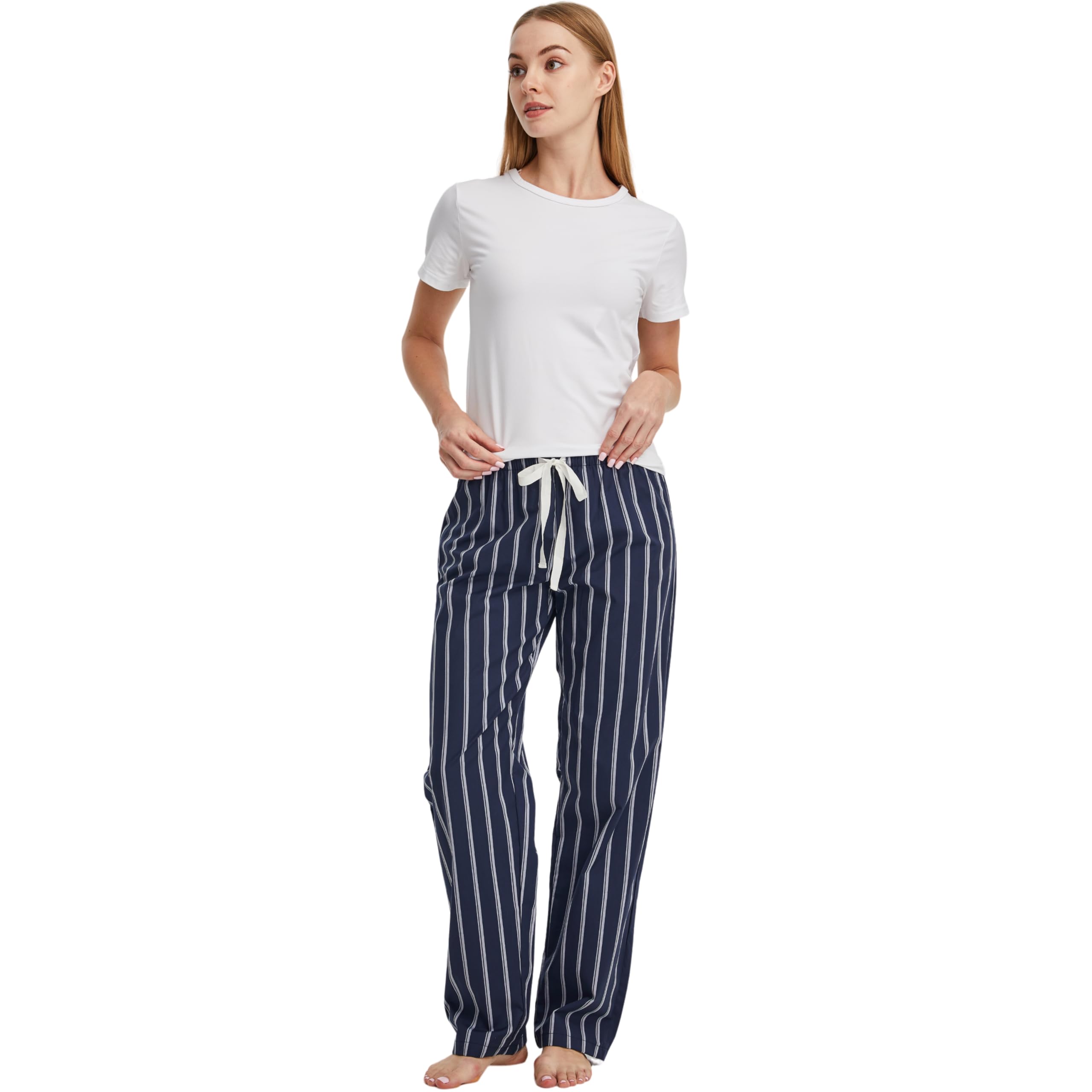 CYZ Women's 100% Cotton Woven Poplin Sleep Pajama Pants