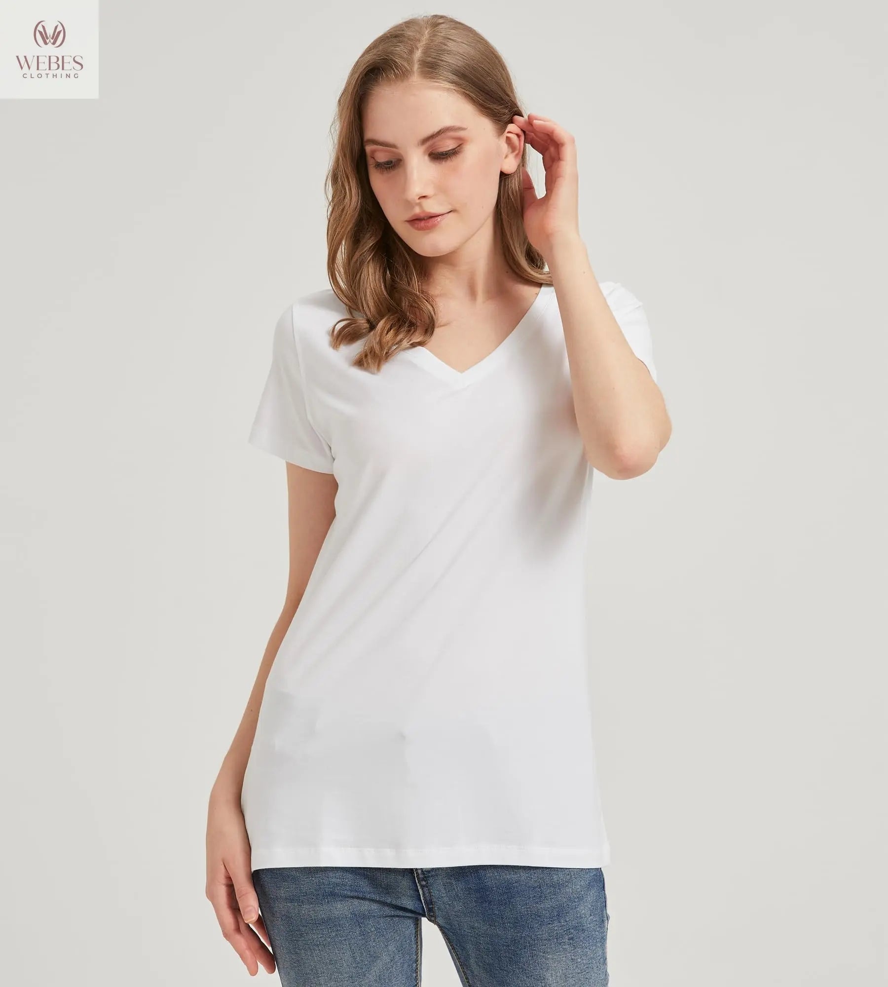 netdraw Women's Ultra-Soft Bamboo Viscose Cotton V-Neck Short Sleeve T-Shirt, Casual Summer Tops for Lounge Sleep Pajama