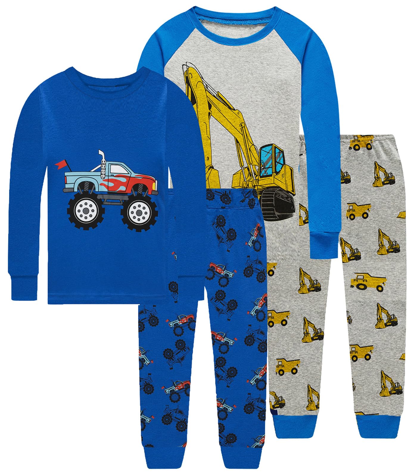 Little bety Cotton 4 Piece Pajamas Boys Long Sleeve Sets Toddler Boys Pjs Kids Sleepwear Sets