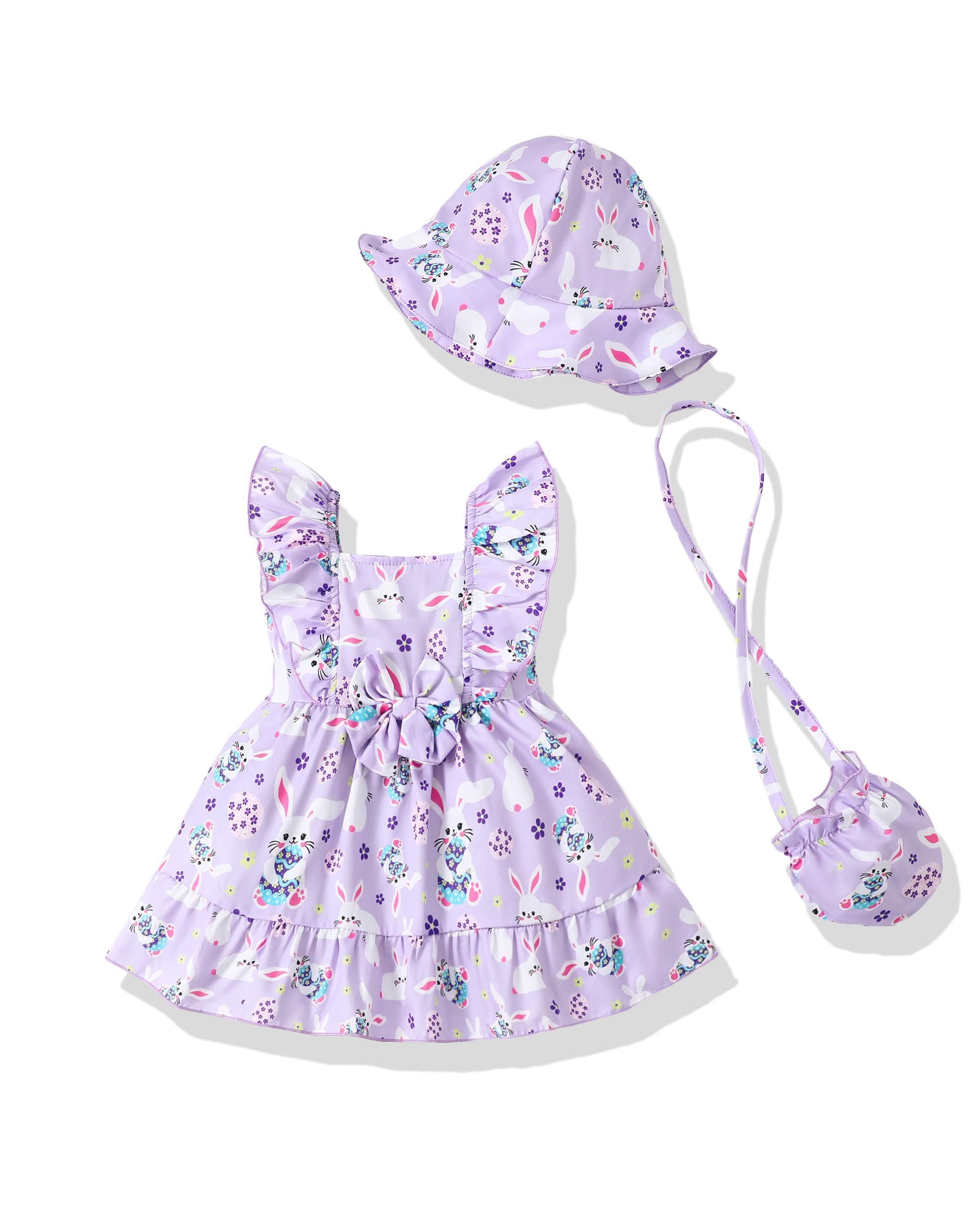 Renotemy Newborn Infant Baby Girl Dresses Summer Outfits Boho Casual Sundress Gifts Toddler Clothes for Girl with Hat and Bag WEBE CLOTHING