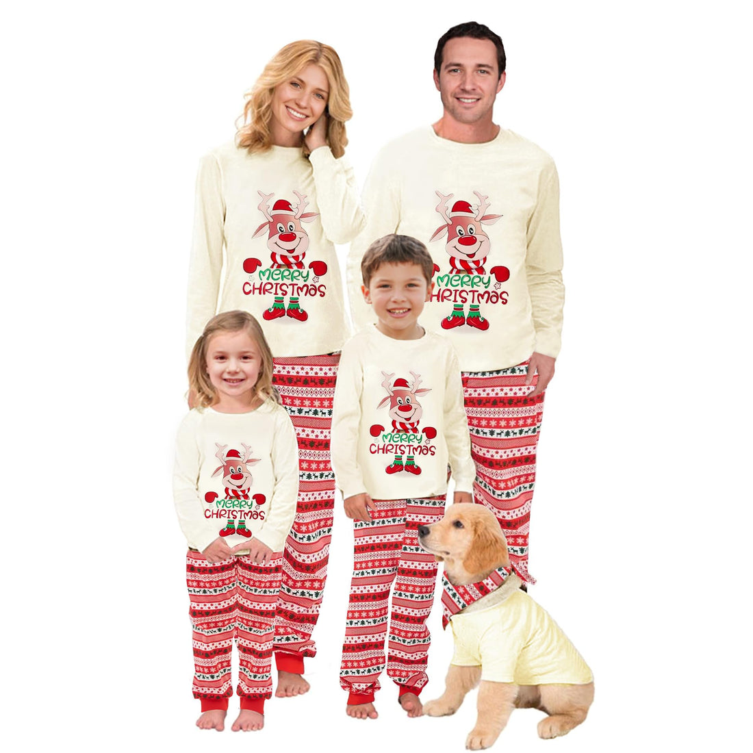 Awoscut Christmas Family Matching Pajamas Sets Christmas PJ's Letter Print Top and Plaid Pants Jammies Sleepwear
