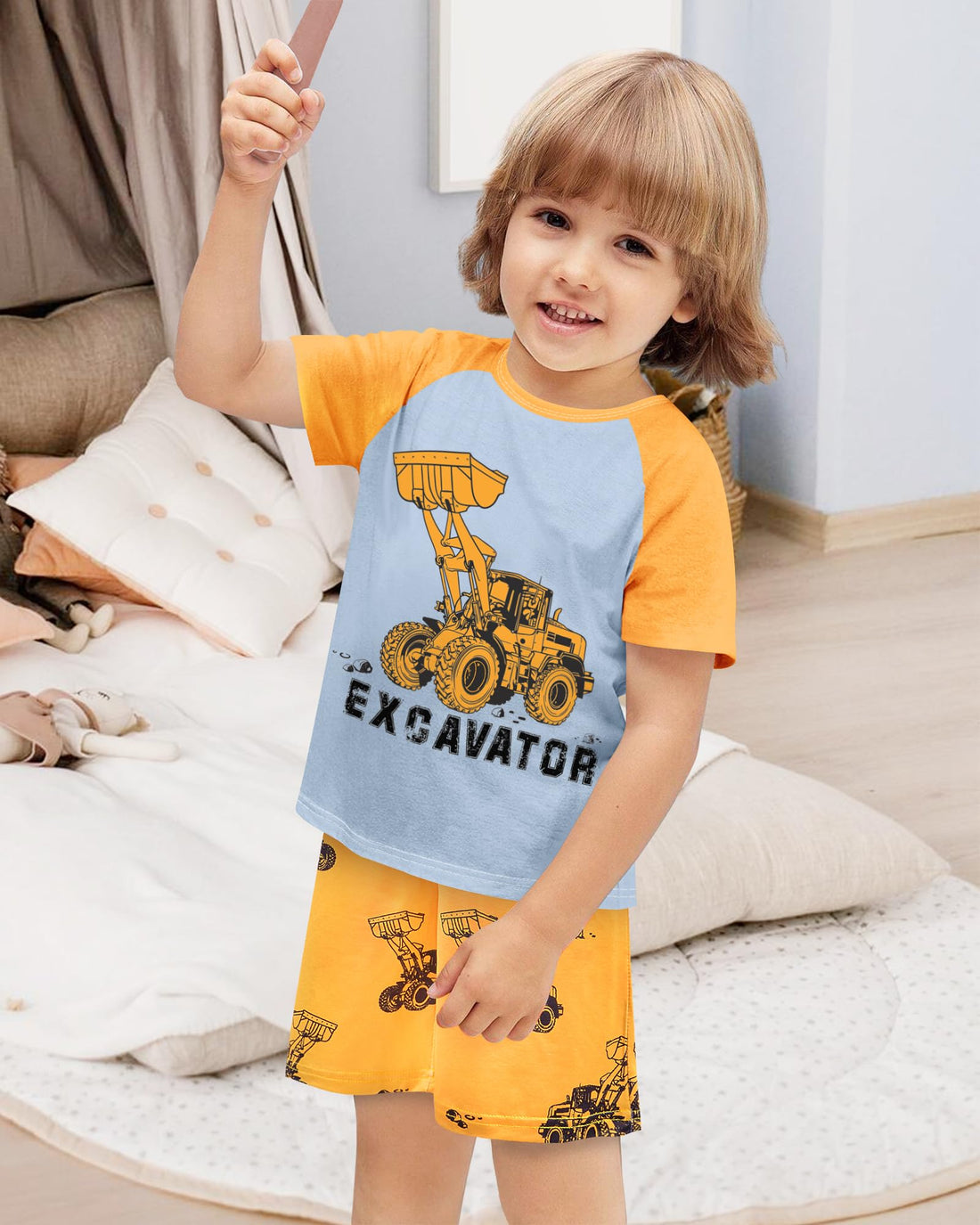 PASHOP Boys Pajamas Little Boys Summer Pajamas 2 Piece Short Sleeve Top and Shorts Sets Kids Pjs Sleepwears 3-10 Years