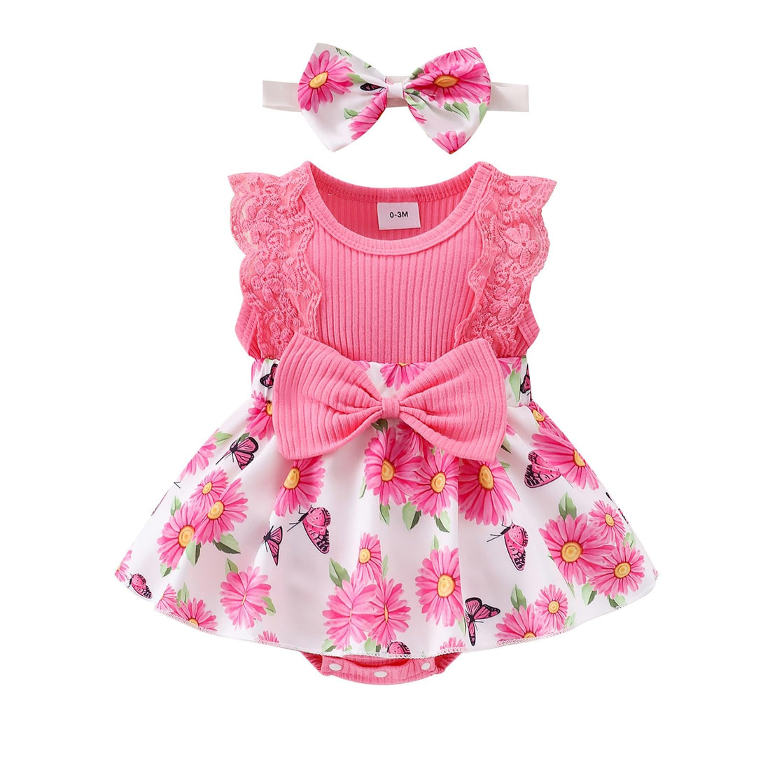 Baby Girl Clothes Newborn Romper Dress Infant Lace Ruffle Sleeveless Summer Outfits with Headband 0-12 Months WEBE CLOTHING