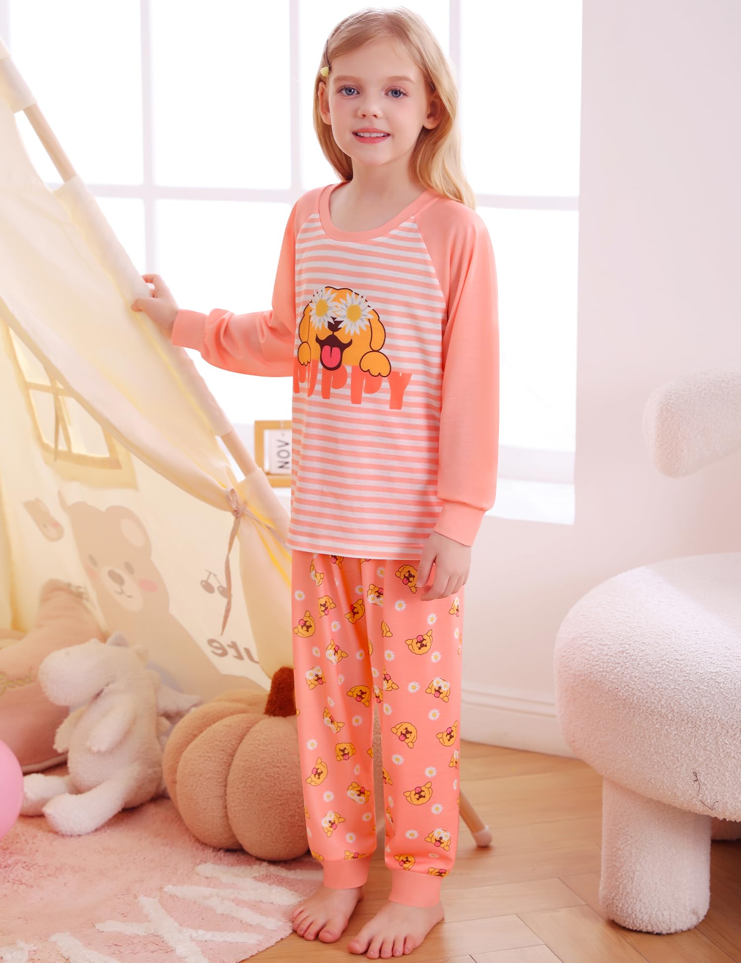 SWOMOG Girls Pajama Set Short Sleeve Tops & Ruffled Shorts with Pocket 2 Piece Summer Pajamas for Kids Size 6-15