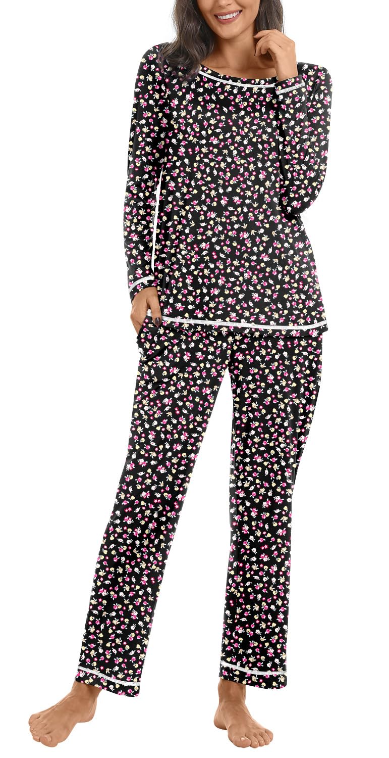 Netsmile Women's Pajama Sets 2 Piece Ladies Long Sleeve Pjs Fall Loungewear Soft Sleepwear with Pockets