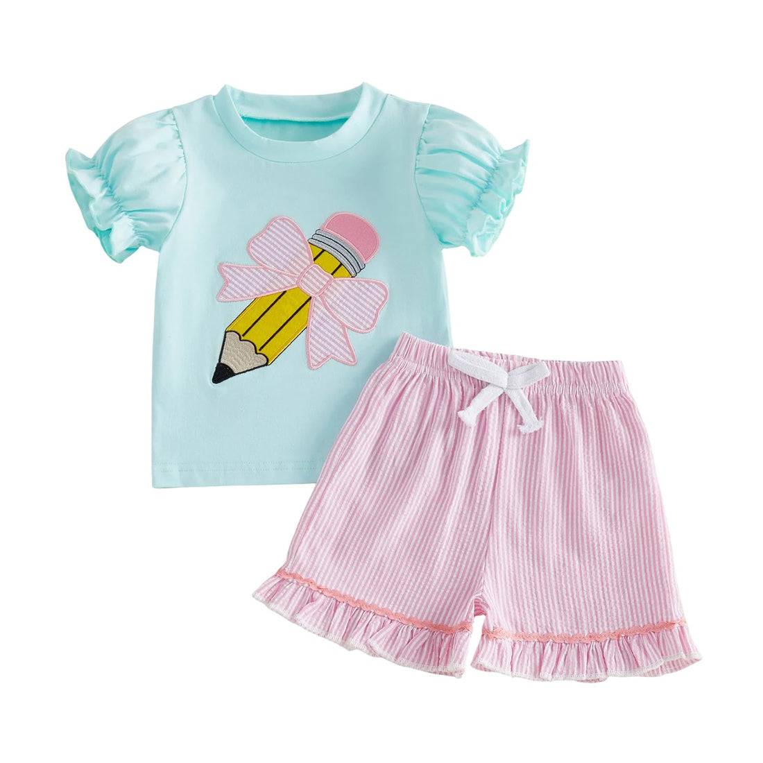 Toddler Baby Girl Summer Clothes T-Shirt Shorts Set Cute Outfits | Toddler Baby Girl Summer Clothes Short Sleeves T-Shirt Tops and Ruffled Shorts Set Cute Summer Outfits 2Pcs WEBE CLOTHING