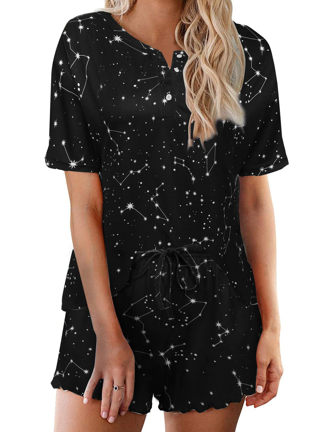 Ekouaer Pajamas Set for Women Short Sleeve Lounge Set 2 Piece Loungewear PJs Soft Cute Lightweight Sleepwear WEBE CLOTHING