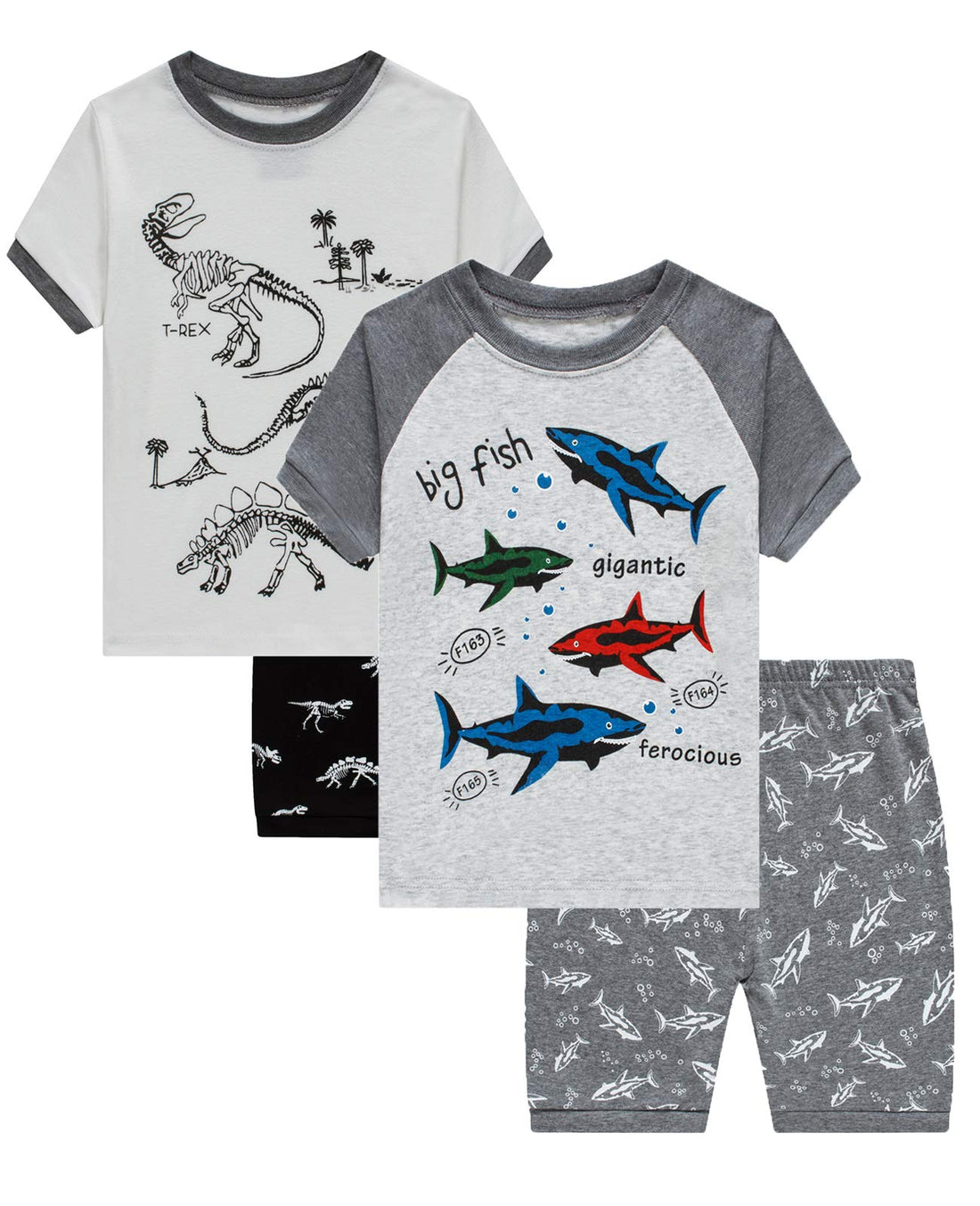 Dolphin&Fish Little Boys Cotton Short Pajamas 4 Piece Summer Kids Clothes Children Toddler Pjs