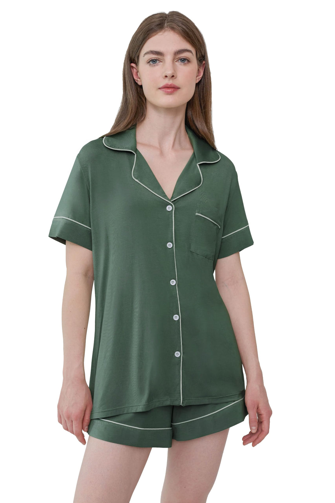 Joyaria Women's Cooling Bamboo Viscose Pajamas Shorts Set Button Front | Moisture Wicking, Cool & Lightweight, Breathable PJs for Night Sweats