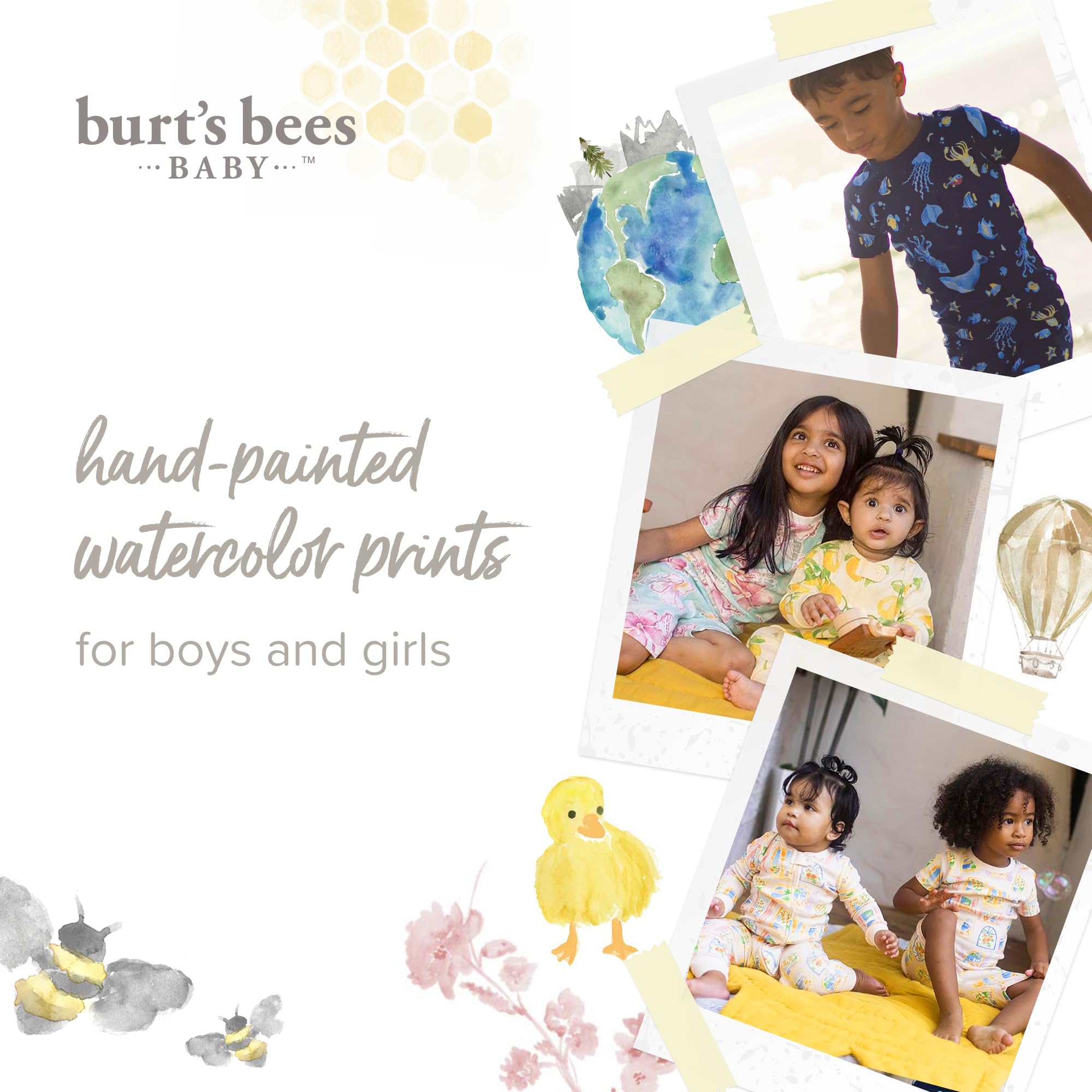 Burt's Bees Baby Short Sleeve Pajamas, Unisex One-Piece Sleeper Romper, 100% Organic Cotton Toddler Summer Clothes Outfit