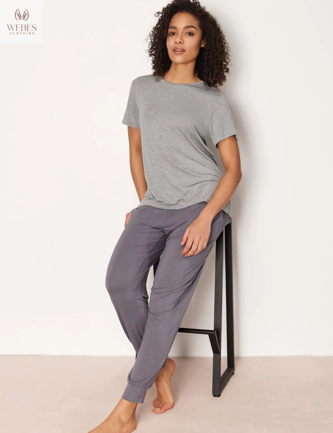 GYS Women's Pajama Tops Bamboo-derived Viscose Soft Comfy Short Sleeve Basic Lounge Tops