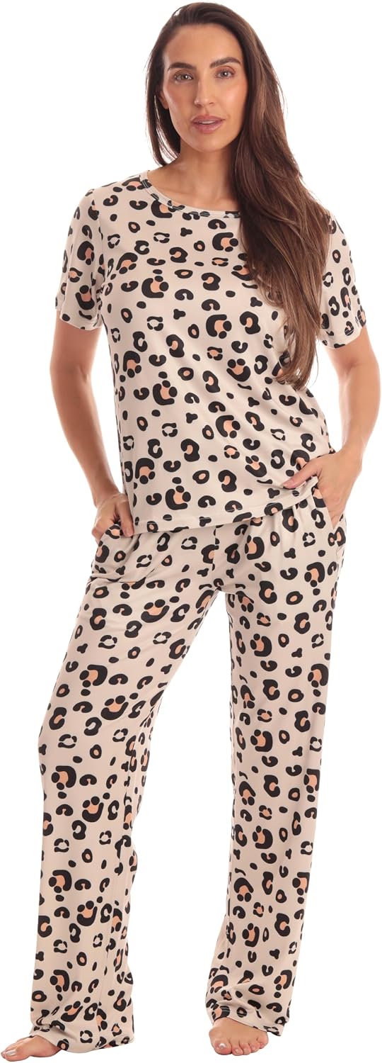 Just Love Women's Pajama Set, Soft Stretch Short Sleeve Crew Neck Top and PJ Pants with Two Pockets WEBE CLOTHING