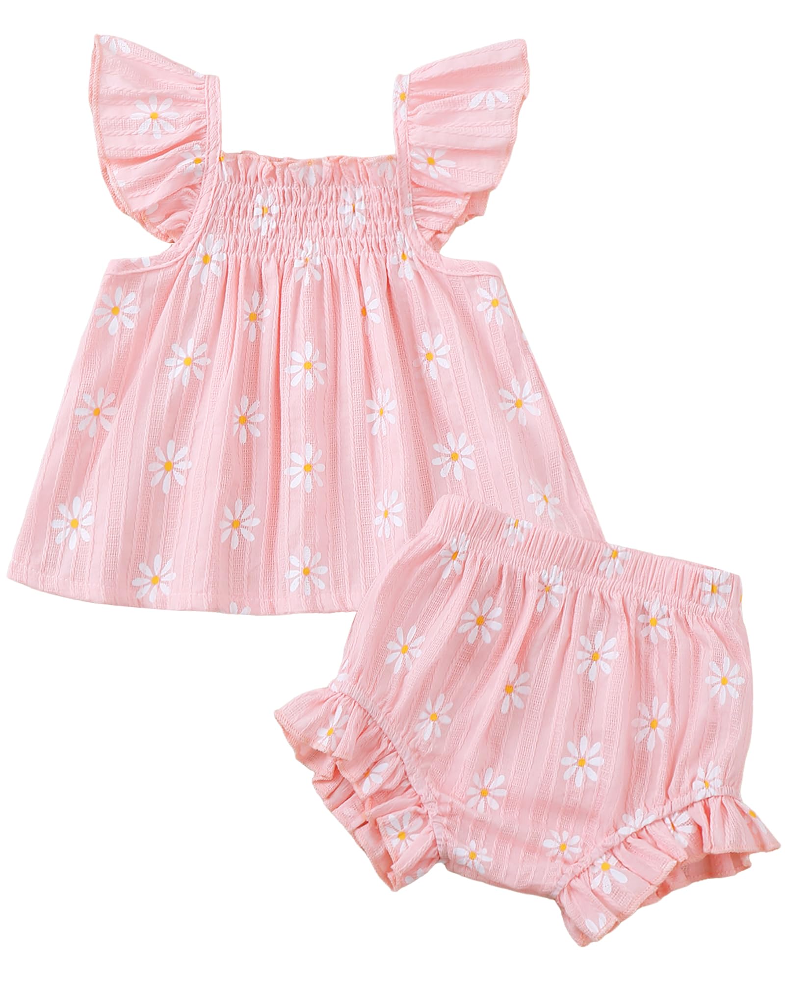 Jecson Newborn Baby Girl Summer Clothes Infant Girl Outfits Sleeveless Ruffle Top and Bloomers Shorts Set 0 3 6 12 Month WEBE CLOTHING