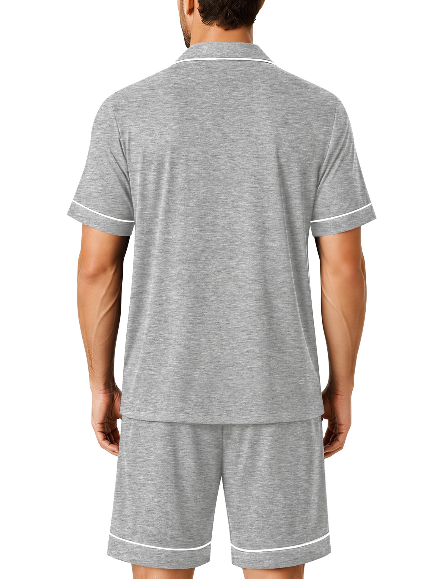 SWOMOG 100% Cotton Mens Pajama Set Short Sleeve Sleepwear Button Down Loungewear 2 PCS Cotton Pjs Set with Pockets WEBE CLOTHING