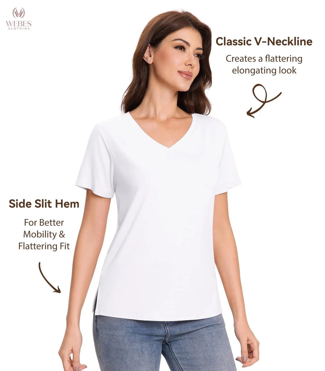 Pajama Tops for Women Viscose from Bamboo T-Shirt Short Sleeve Tee Soft V Neck Shirt Cooling Pjs Sleepwear S-XXL