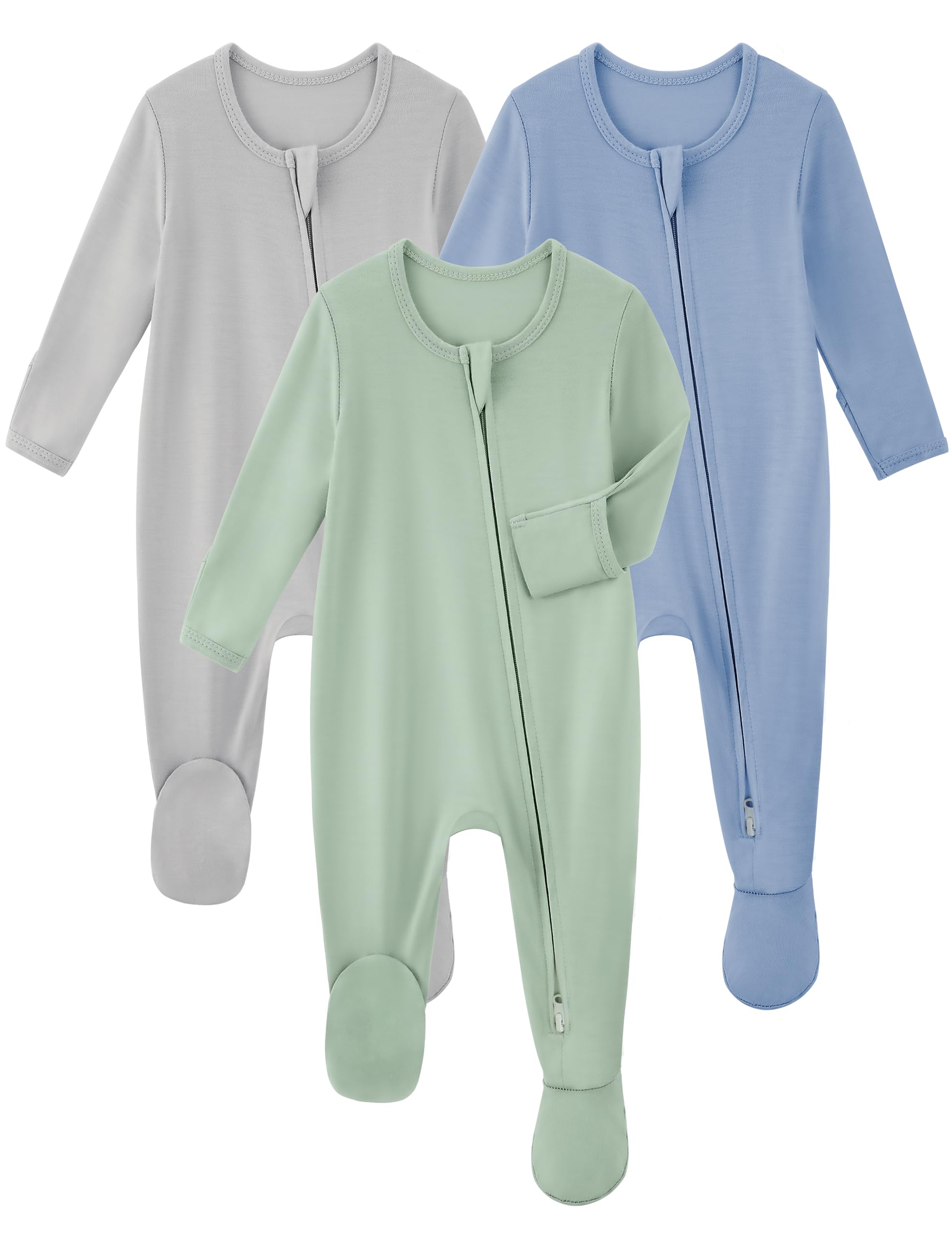Yoofoss Rayon Made From Bamboo Baby Pajamas 3pcs Newborn Sleepers For Boy Girl Clothes, 0-3 3-6 6-9 Months Footed Pjs