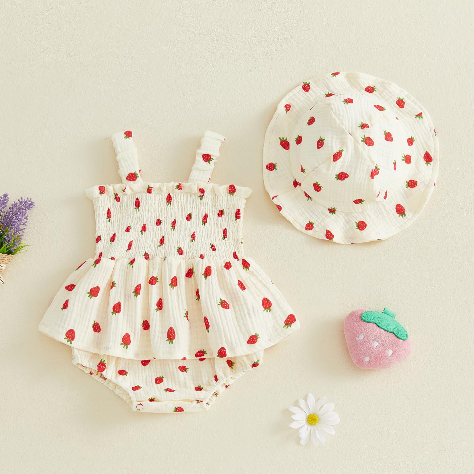 Mubineo Baby Girl Clothes Summer Dress Cotton Linen Romper Sleeveless Smocked Rompers Sun Dress Hat Skirt Boho Outfits WEBE CLOTHING