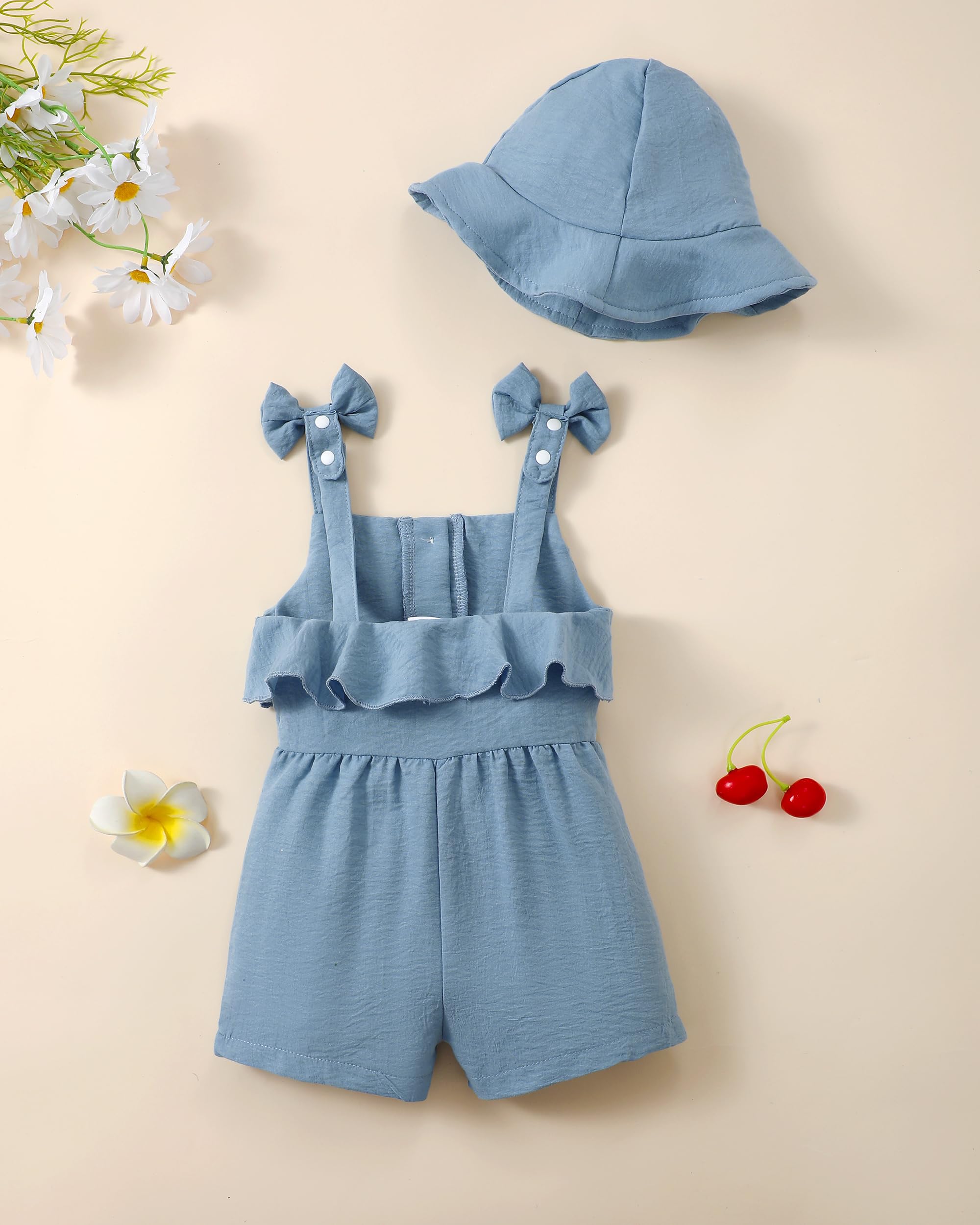 XUANHAO Baby Girl Clothes Summer Romper Outfits for Girls Cute Infant Toddler One-Piece Jumpsuit Ruffle Shorts Sets 6M-3Y WEBE CLOTHING
