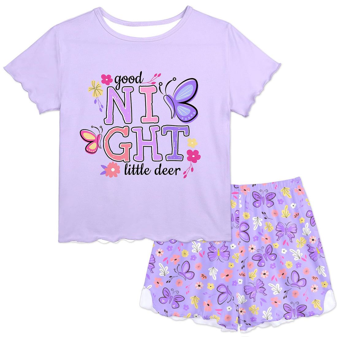 Play Tailor Girls Pajamas for Toddler Ruffled Kids Pajamas Set Short Sleeves Summer Pjs Sleepwear for Girl
