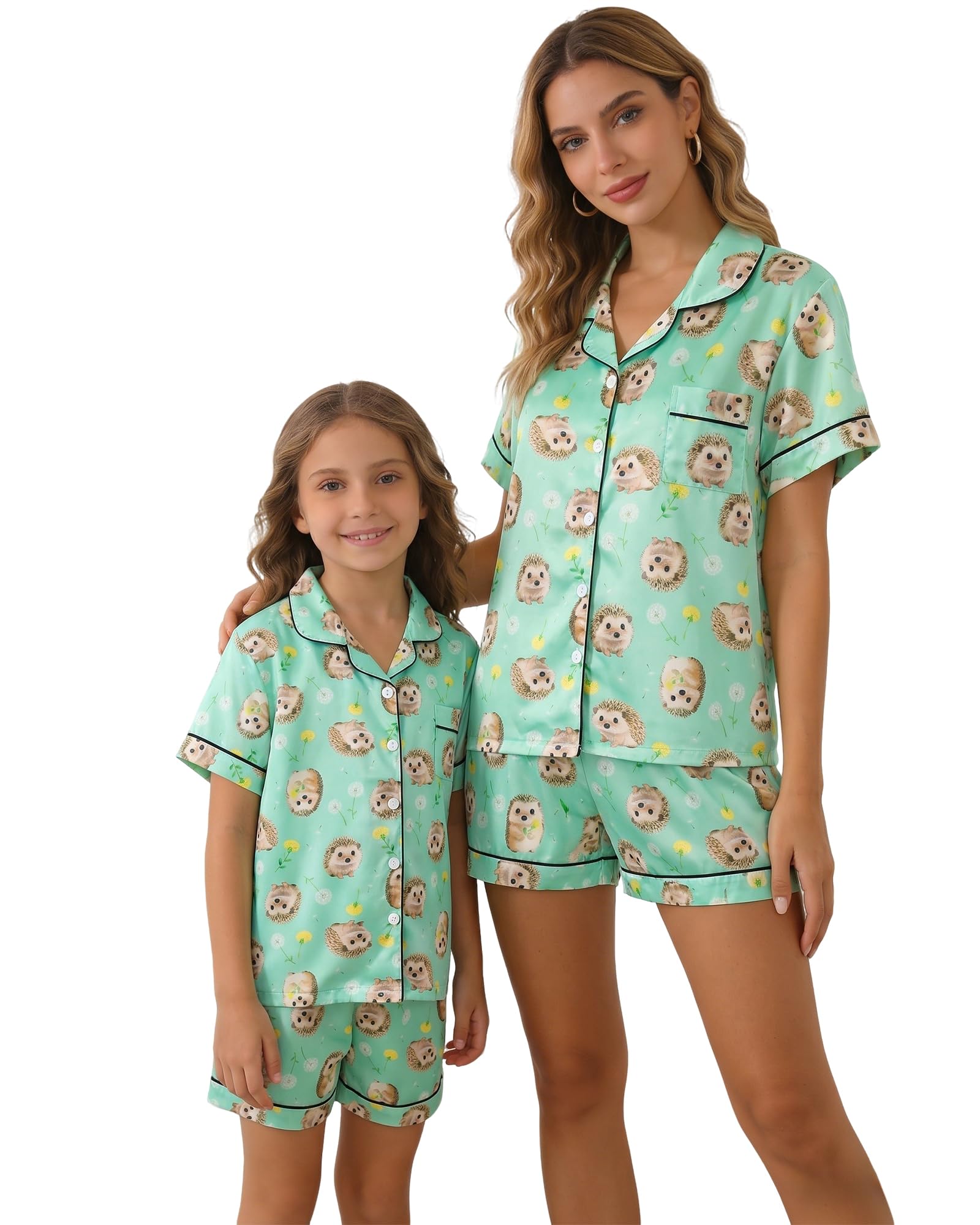 MyFav Mommy and Me Pajamas Set Mother Daughter Matching Family Sleepwear Button Down Nightwear WEBE CLOTHING