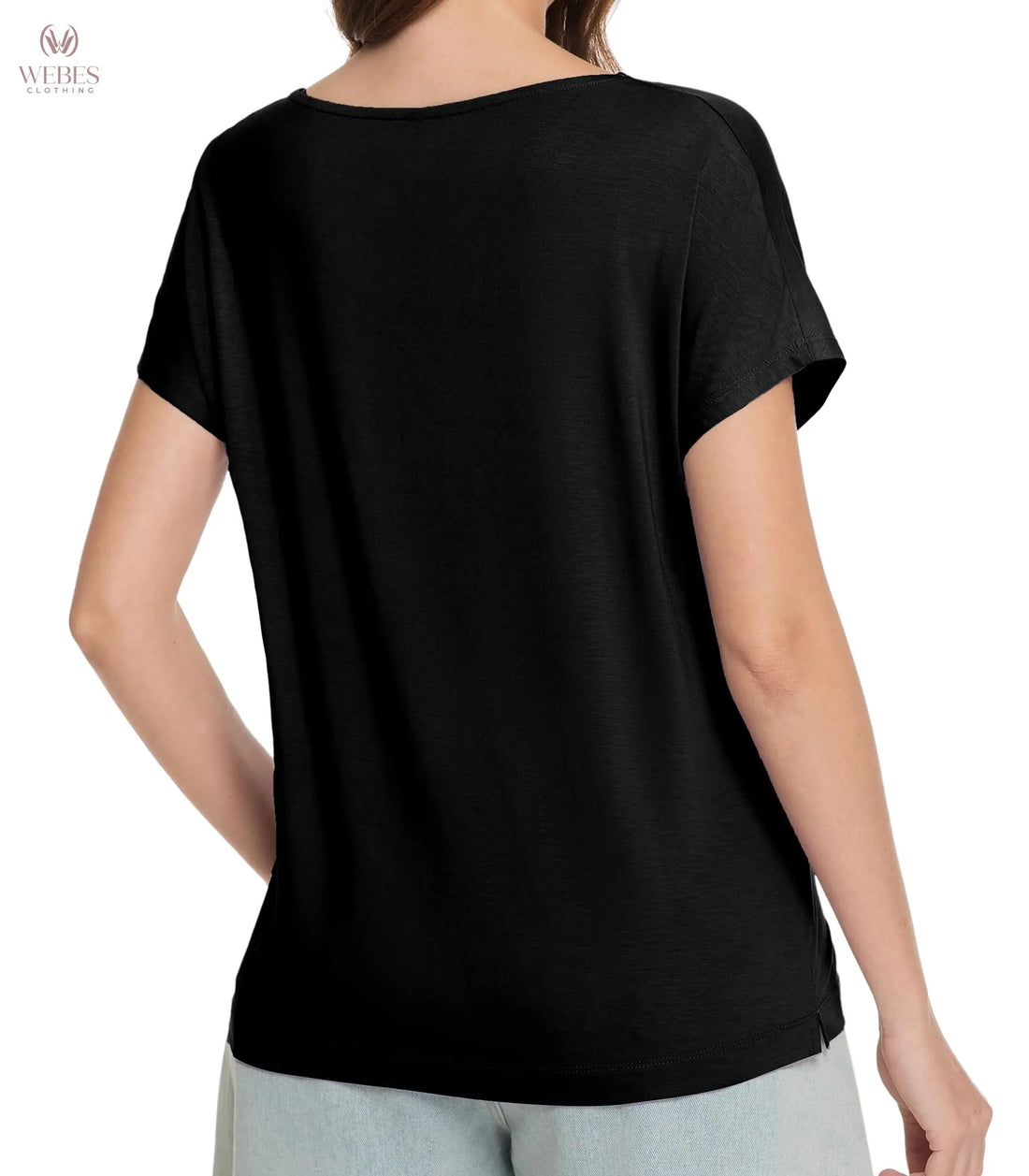 WiWi Bamboo Viscose Shirts for Women, Super Soft Short Sleeve Sleep Pajama Tops, Cooling Satin V Neck Summer Lounge Wear