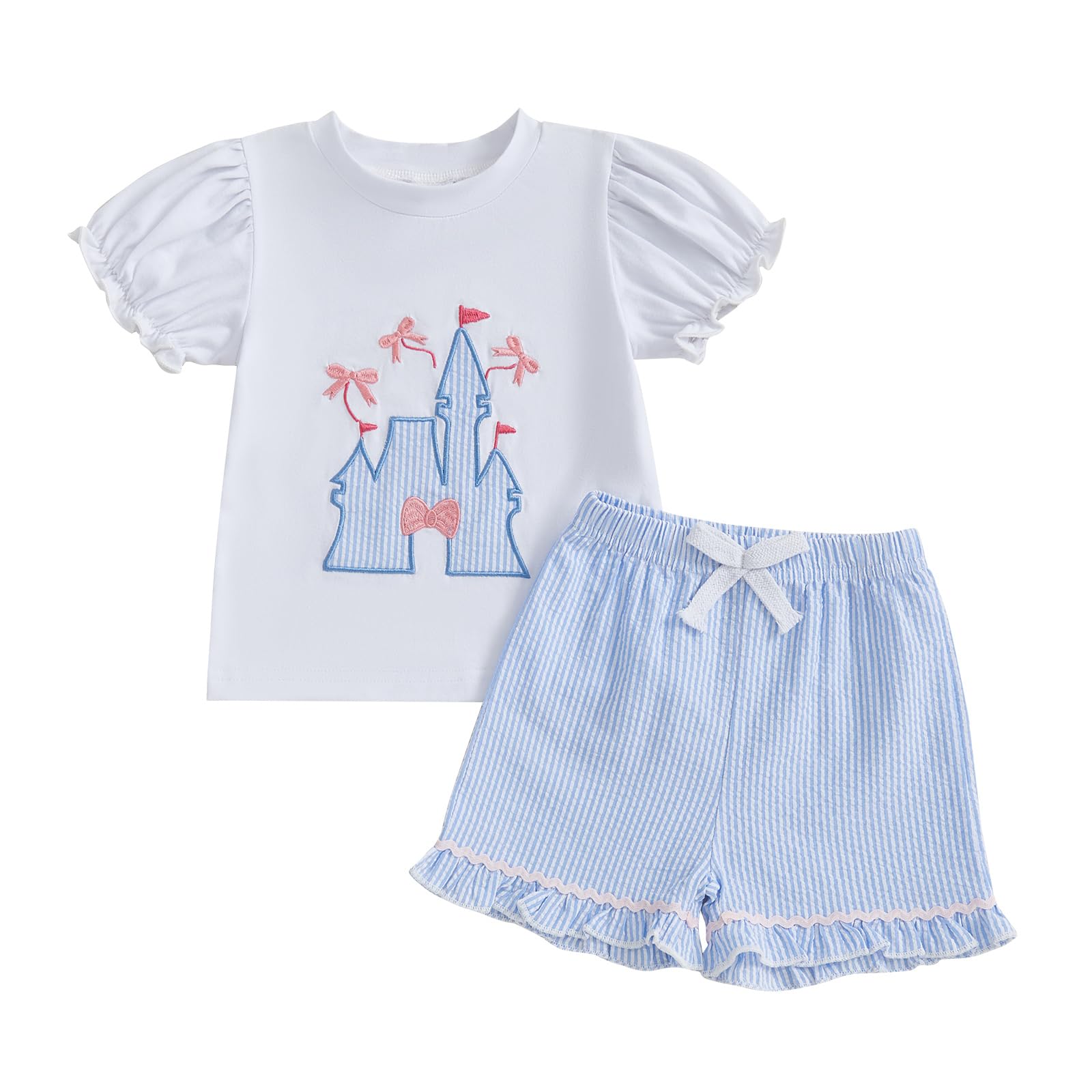 Toddler Baby Girl Summer Clothes T-Shirt Shorts Set Cute Outfits | Toddler Baby Girl Summer Clothes Short Sleeves T-Shirt Tops and Ruffled Shorts Set Cute Summer Outfits 2Pcs WEBE CLOTHING