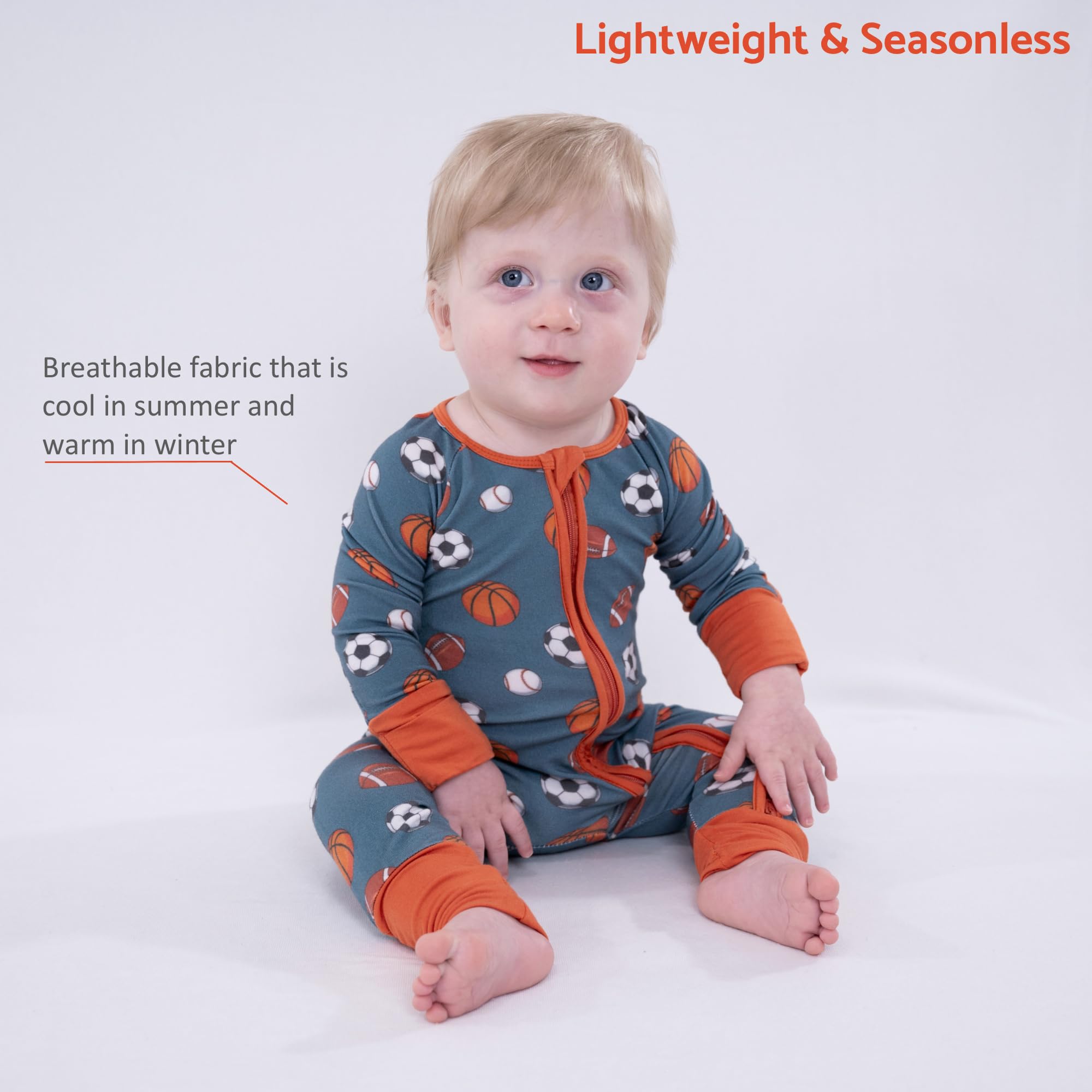 LollyBanks Baby Pajamas, Long Sleeve Baby Romper with 2-Way Zipper, 95% Viscose from Bamboo and 5% Spandex, Infant Sleepers
