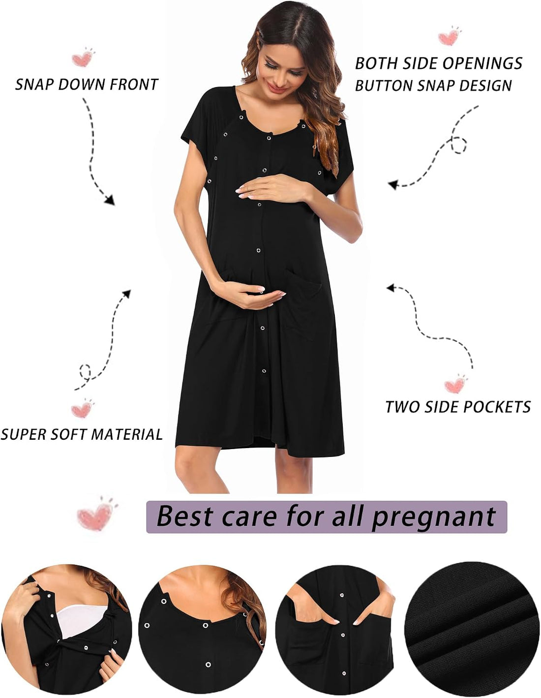 Ekouaer Labor Delivery Gown Nursing Braeastfeeding Dress Maternity Clothes WEBE CLOTHING