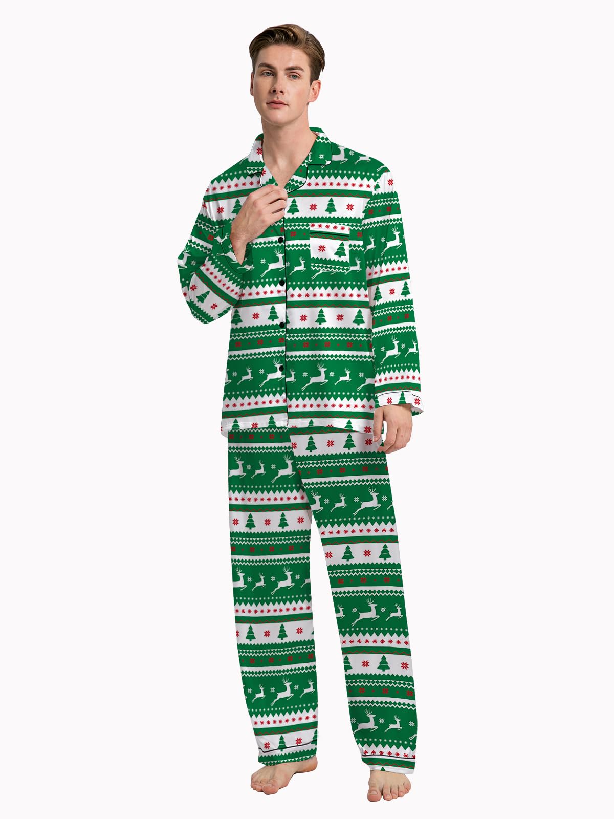 QZH.DUAO Family Christmas Pjs Matching Sets Plaid Pajamas Long Sleeve Holiday Sleepwear Set Loungewear Set