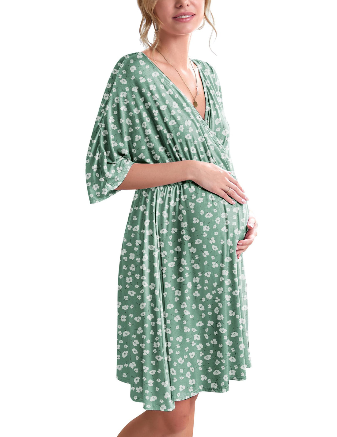 Ekouaer 3 in 1 Labor/Delivery/Hospital Gown Maternity Dress Nursing Nightgown Sleepwear for Breastfeeding