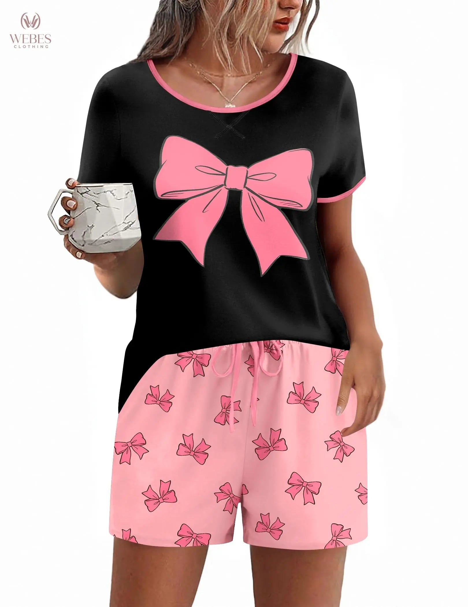 Ekouaer Women Pajama Set Casual Short Set