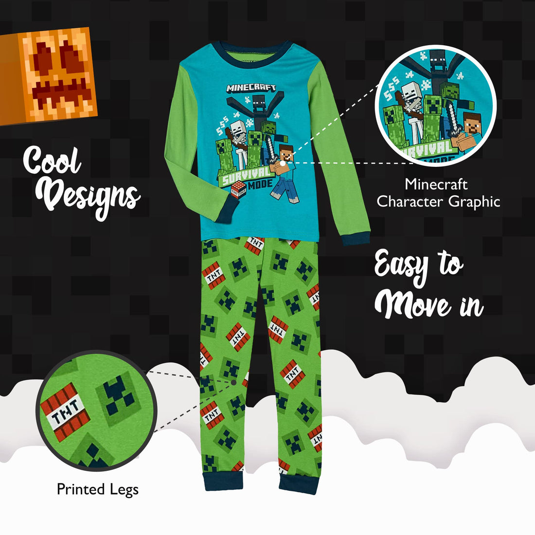 Minecraft Boys' 6-piece Snug-fit Cotton Pajama Set, Soft & Cute for Kids