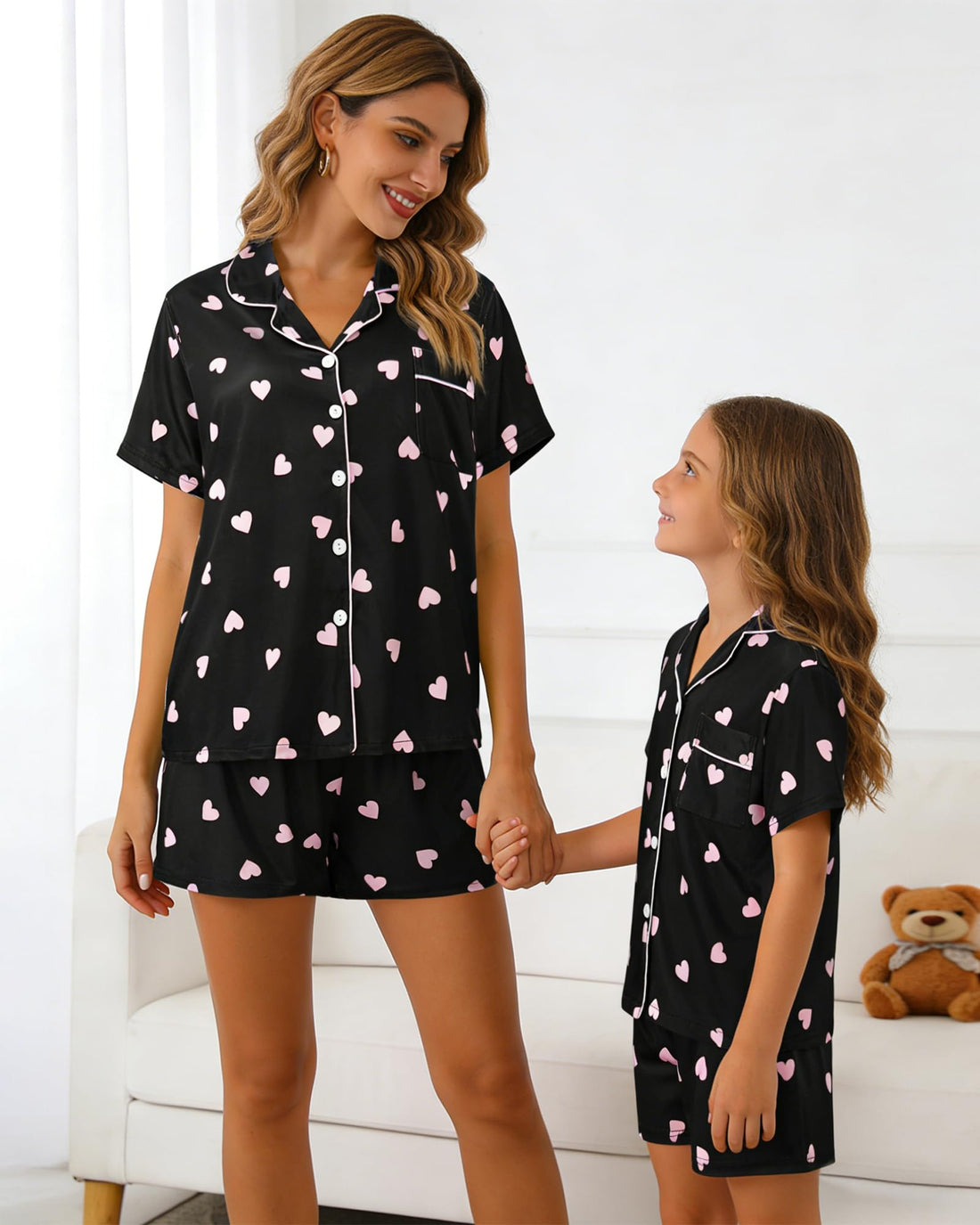 MyFav Mommy and Me Pajamas Set Mother Daughter Matching Family Sleepwear Button Down Nightwear WEBE CLOTHING