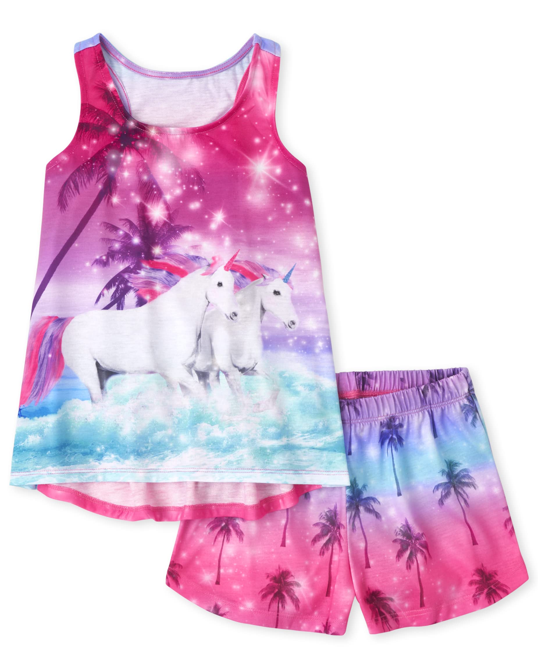 The Children's Place girls Sleeveless Tank Top and Short 2 Piece Pajama Set