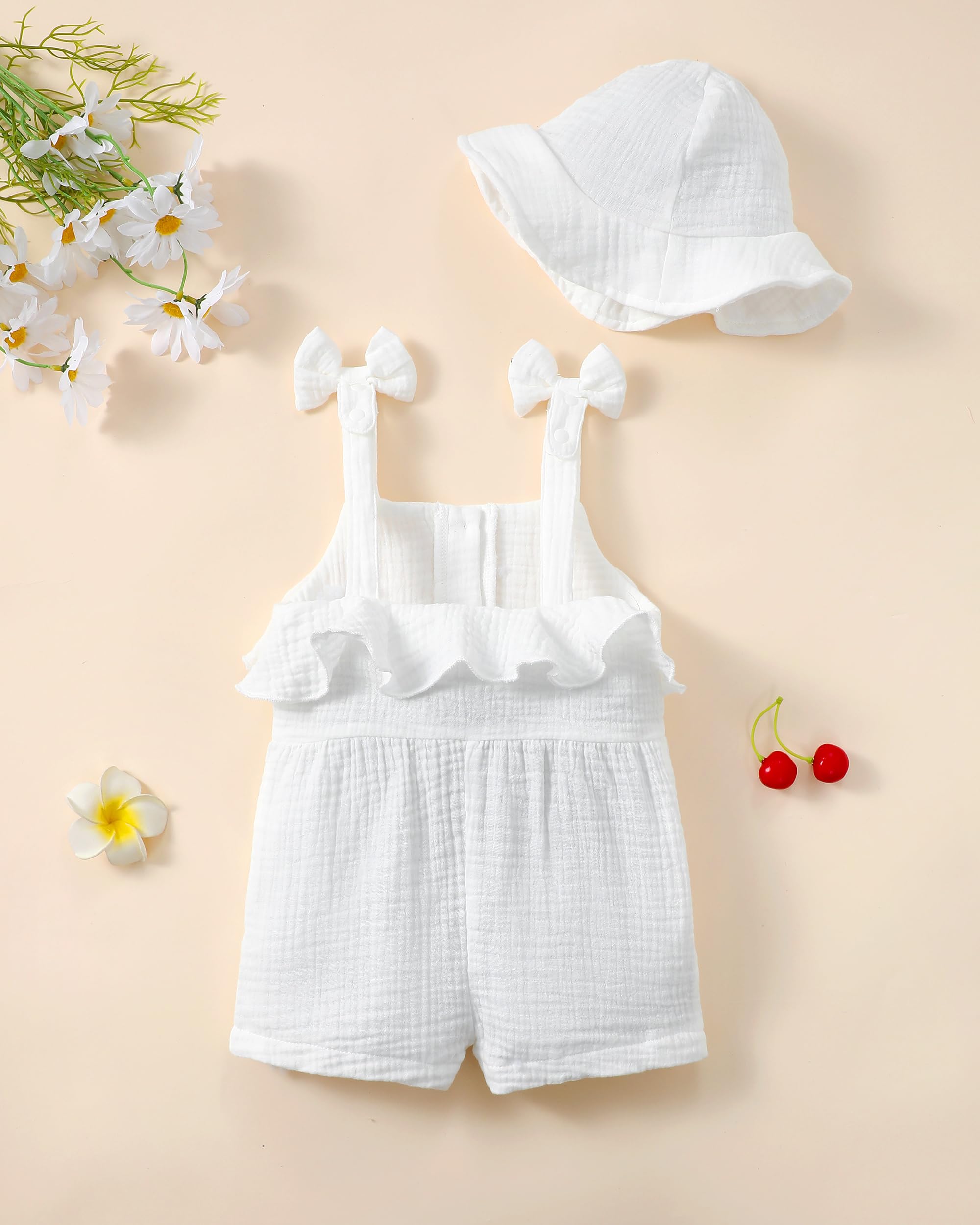 XUANHAO Baby Girl Clothes Summer Romper Outfits for Girls Cute Infant Toddler One-Piece Jumpsuit Ruffle Shorts Sets 6M-3Y WEBE CLOTHING