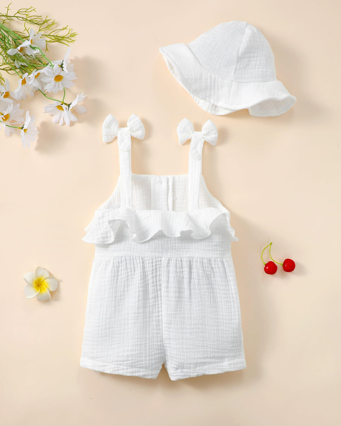 XUANHAO Baby Girl Clothes Summer Romper Outfits for Girls Cute Infant Toddler One-Piece Jumpsuit Ruffle Shorts Sets 6M-3Y WEBE CLOTHING