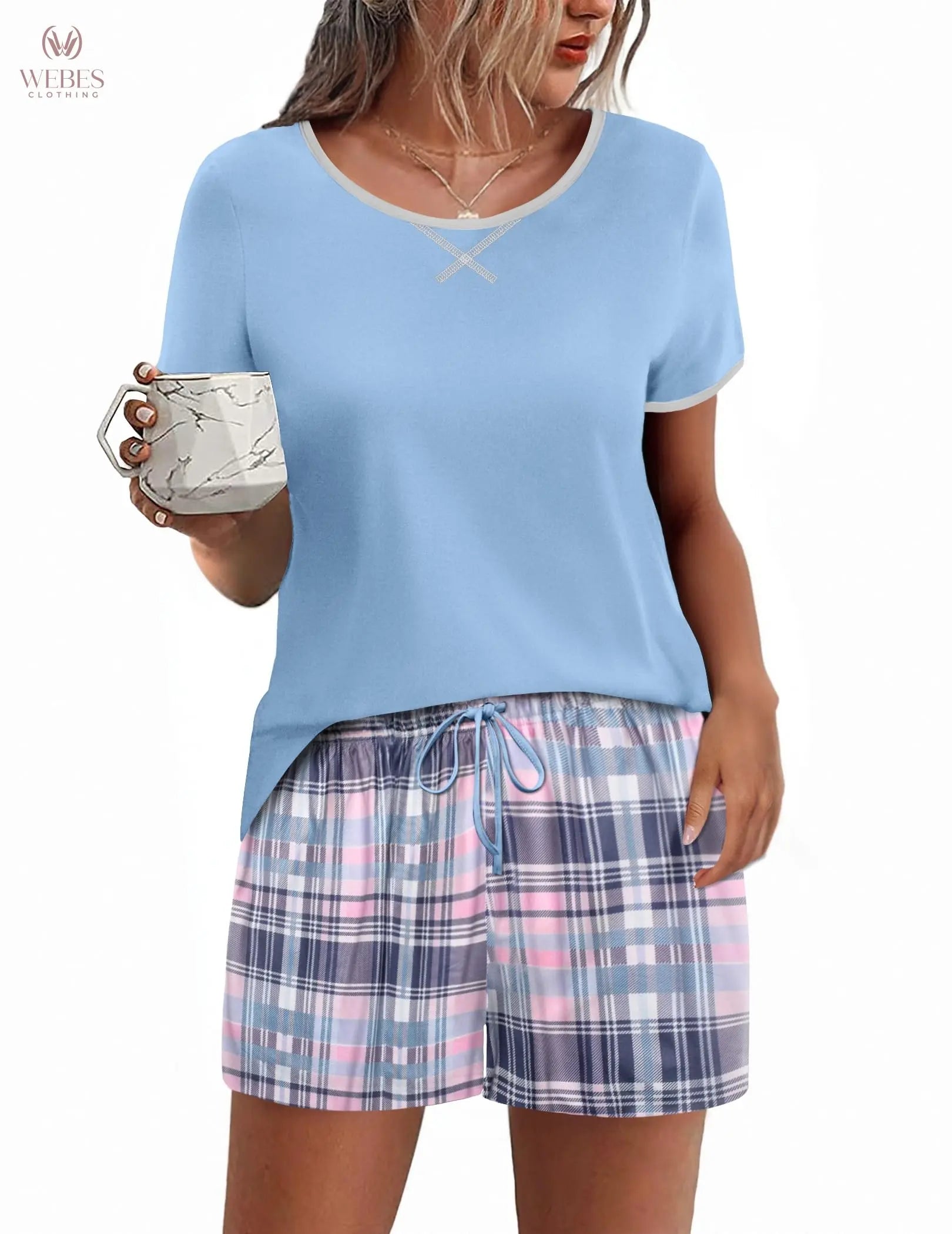 Ekouaer Women Pajama Set Casual Short Set